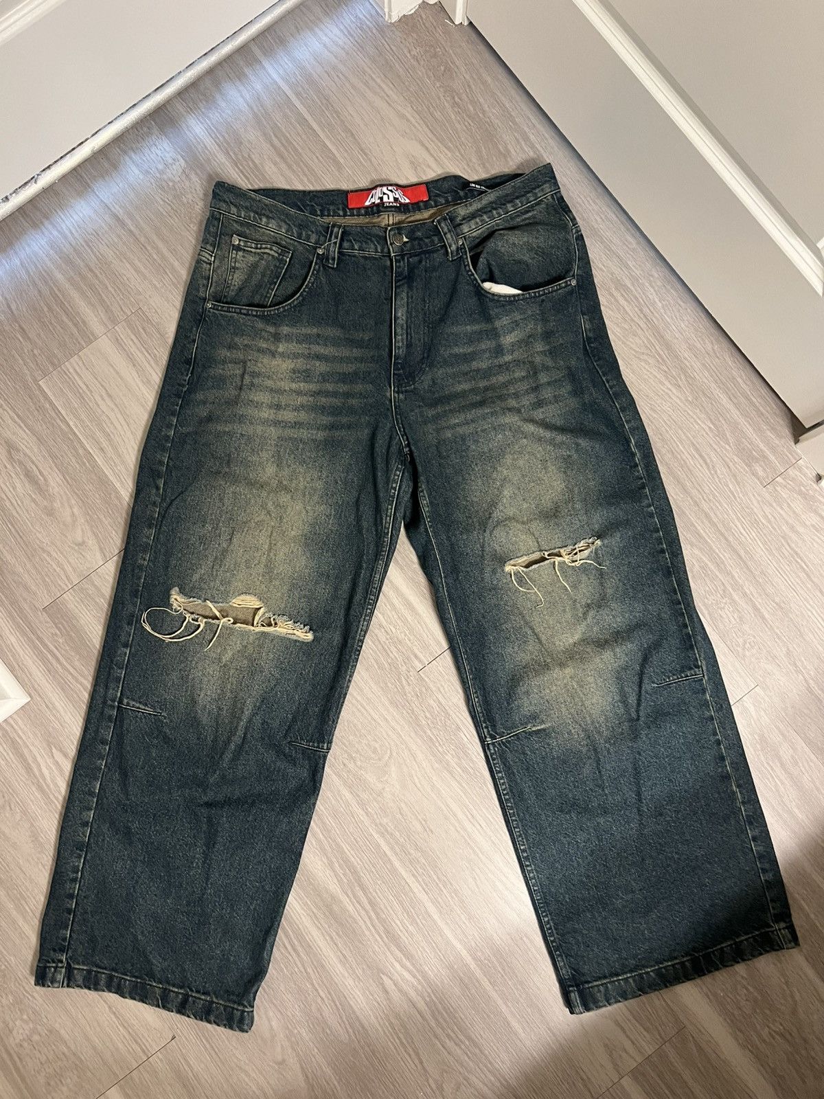 Jaded London Jaded London Washed Blue Busted Colossus Jeans | Grailed
