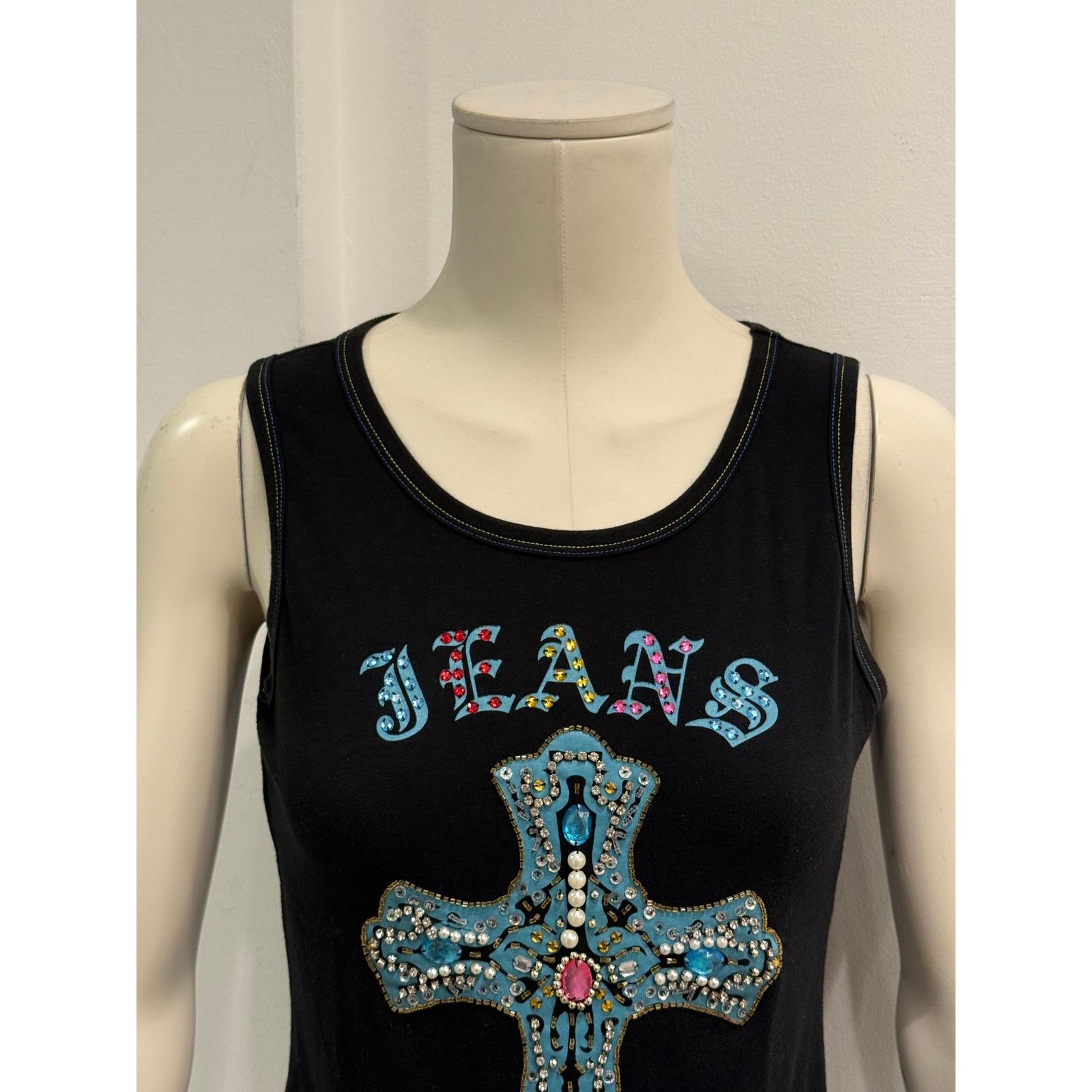 Versace 2000s Versace embellished cross tank top Size L / US 10 / IT 46 - 5 Thumbnail