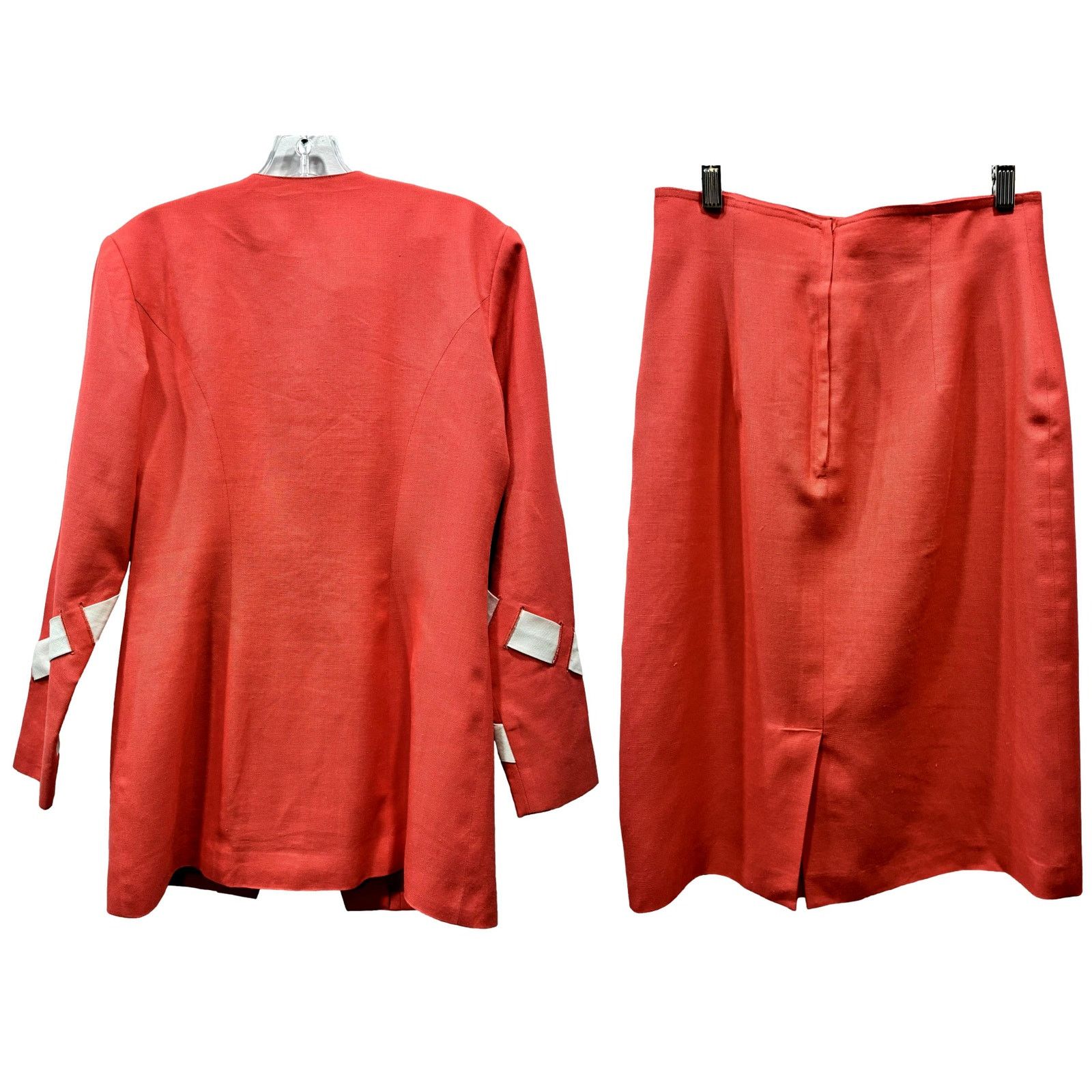 Vintage Vintage 80s Coral Power Suit Minimalist Asymmetric Set SMALL Size S / US 4 / IT 40 - 5 Thumbnail