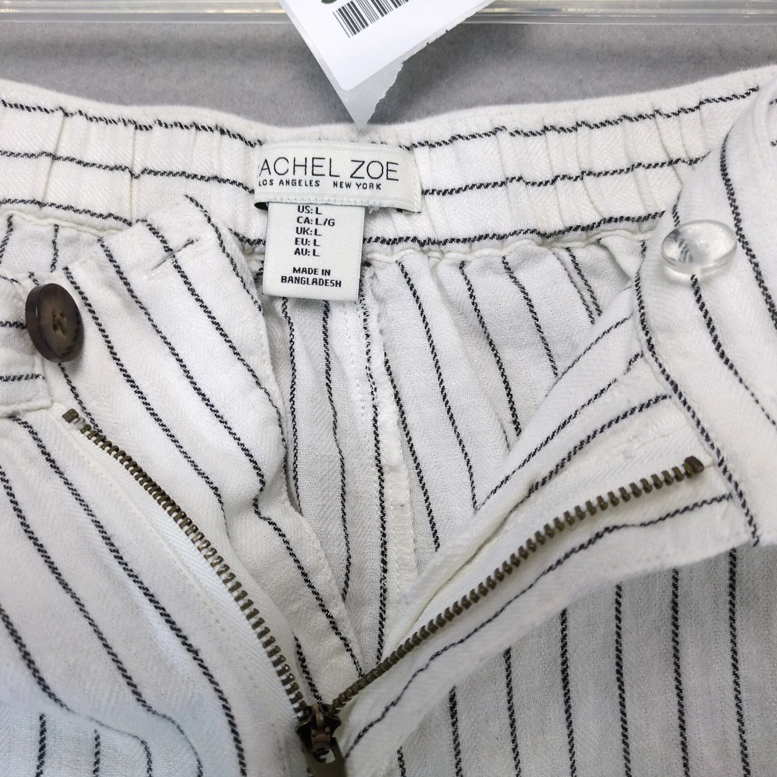 Rachel Zoe Rachel Zoe Striped Linen Cotton Cuffed Pants L 32x26" Crop Size 34" / US 12 / IT 48 - 7 Thumbnail