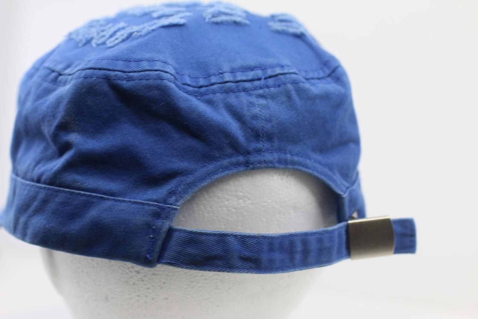 Point Zero Vintage Cuba Blue Military Style Cap Distressed Adjustable Size ONE SIZE - 6 Thumbnail