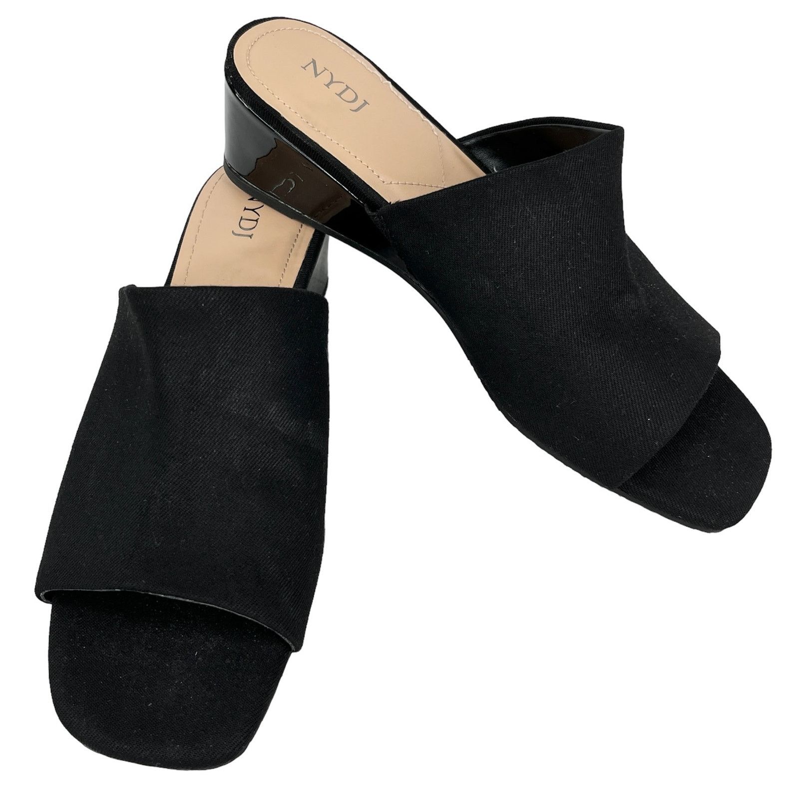 NYDJ NYDJ Claudine Wedge Mule Sandals Black 8 Patent Wedge New Size US 8 / IT 38 - 1 Thumbnail