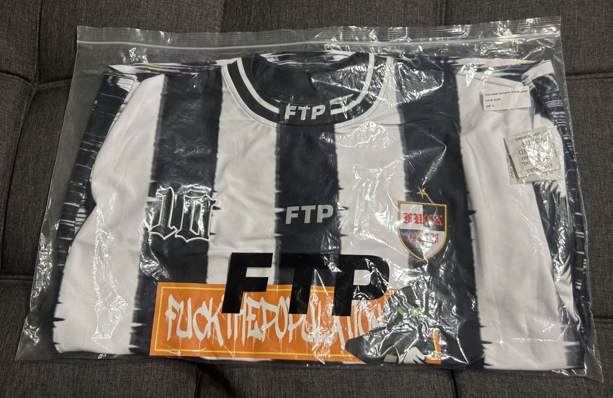 Fuck The Population FTP Distorted Soccer Jersey - X-Large- DSIP Size US XL / EU 56 / 4 - 1 Thumbnail