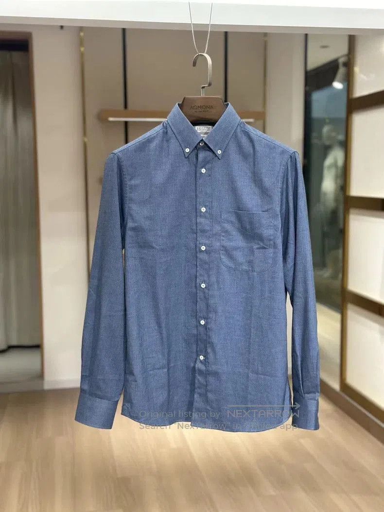 Brunello Cucinelli Brunello Cucinelli Men's Denim Blue Shirt. Size US S / EU 44-46 / 1 - 1 Thumbnail