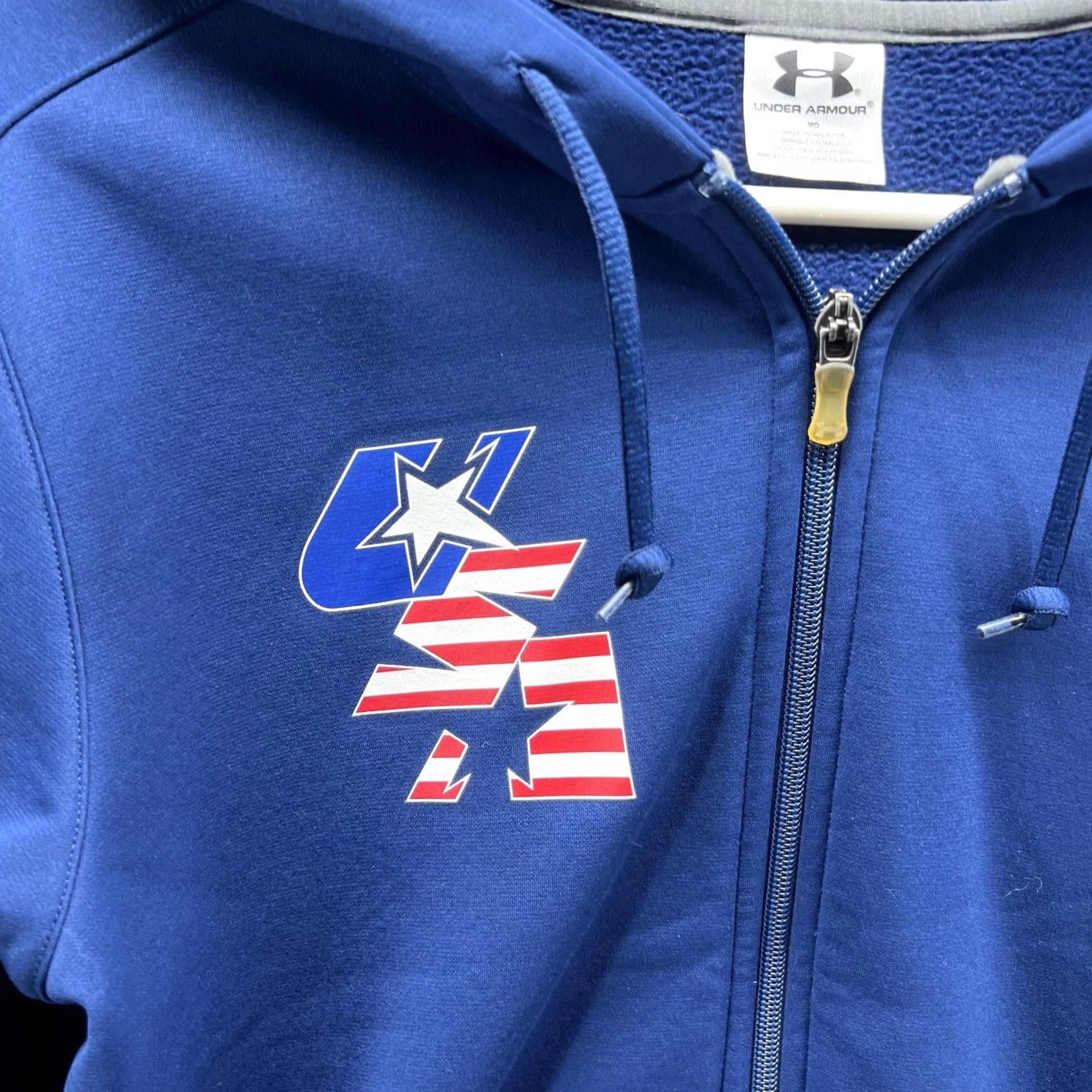 Under Armour Under Armour Sweater Women Medium Full Zip Hooded Navy Blue Polyester USA Shirt Size M / US 6-8 / IT 42-44 - 4 Thumbnail