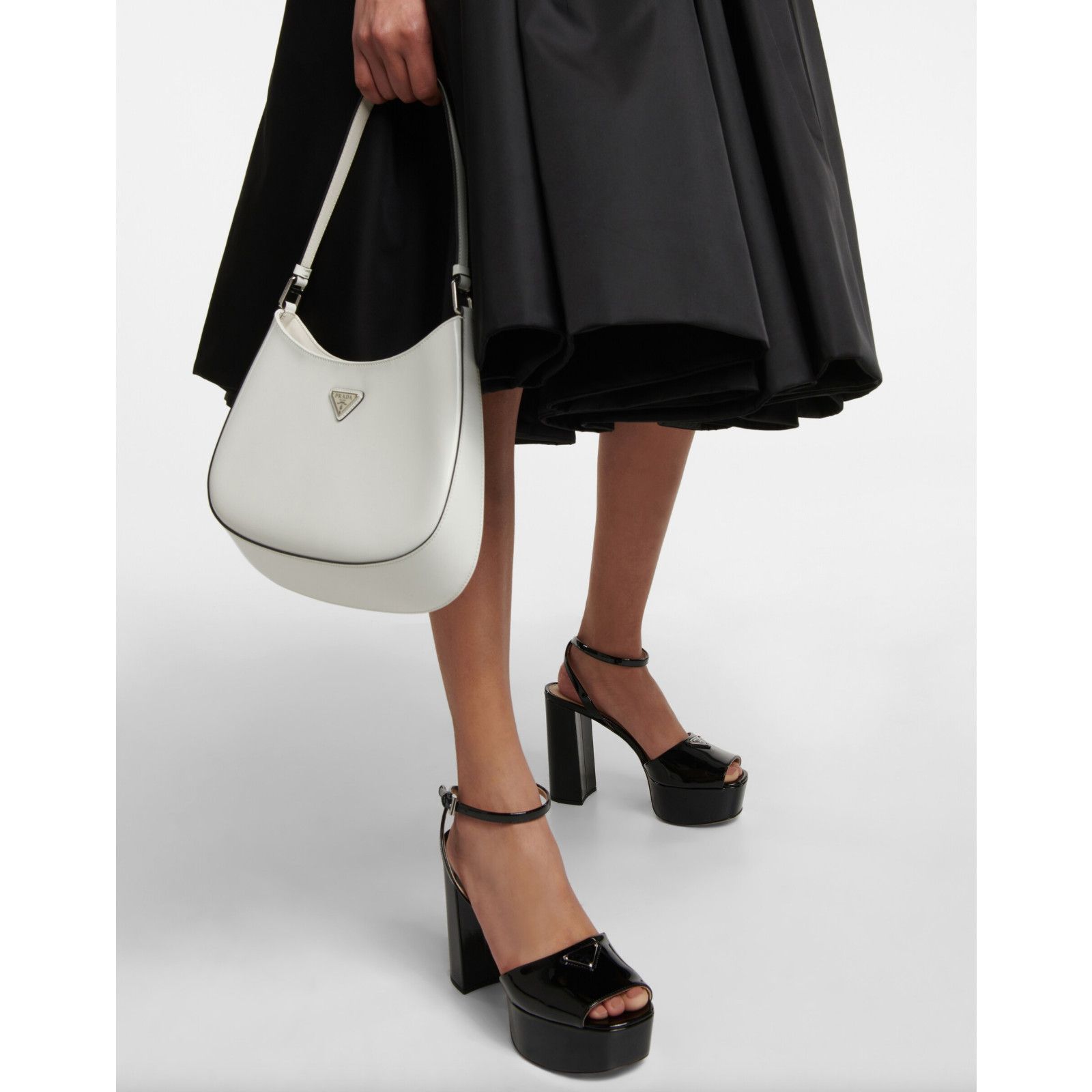 Prada Prada 115 Black Patent Leather Platform Sandal Ankle Strap Size US 10 / IT 40 - 5 Thumbnail