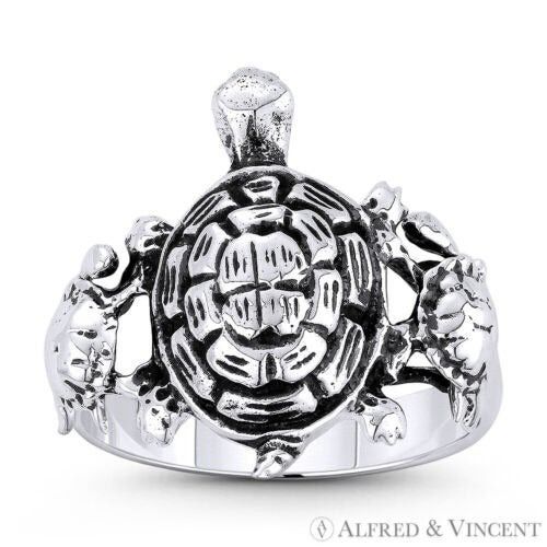 Other Triple Tortoise Spirit Charm Ring in .925 Sterling Silver Size ONE SIZE - 1 Preview