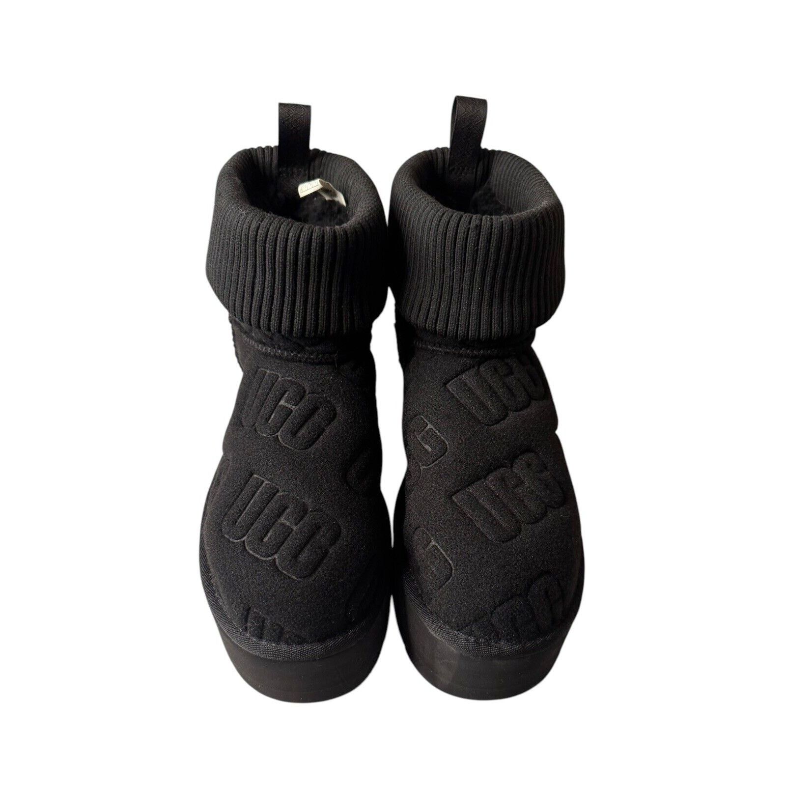 Ugg UGG NEW Classic Mini Platform Felted Black Sheepskin Boots Size US 9 / IT 39 - 2 Thumbnail