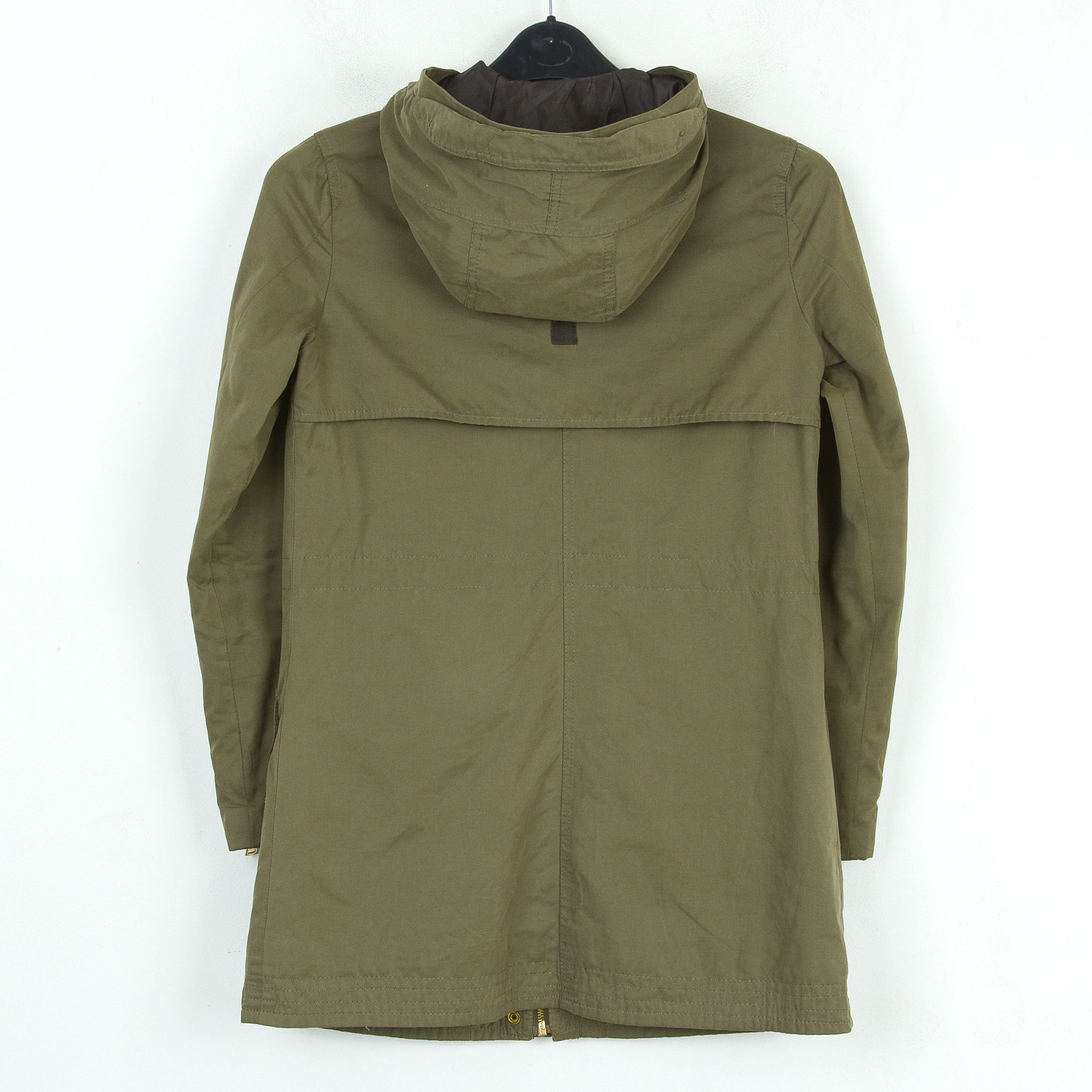 Zara Hooded Jacket Padded Coat Parka Full Zip Up Khaki Outerwear Size XS / US 0-2 / IT 36-38 - 2 Thumbnail