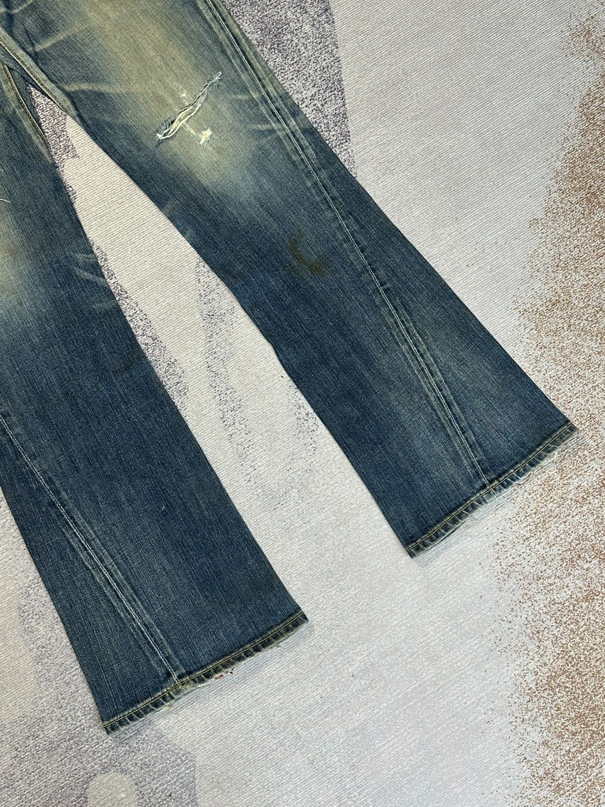 Edwin 2000s Flare Edwin Blue Trip Mud Wash Buckle Back Denim Jeans Size US 29 - 4 Thumbnail