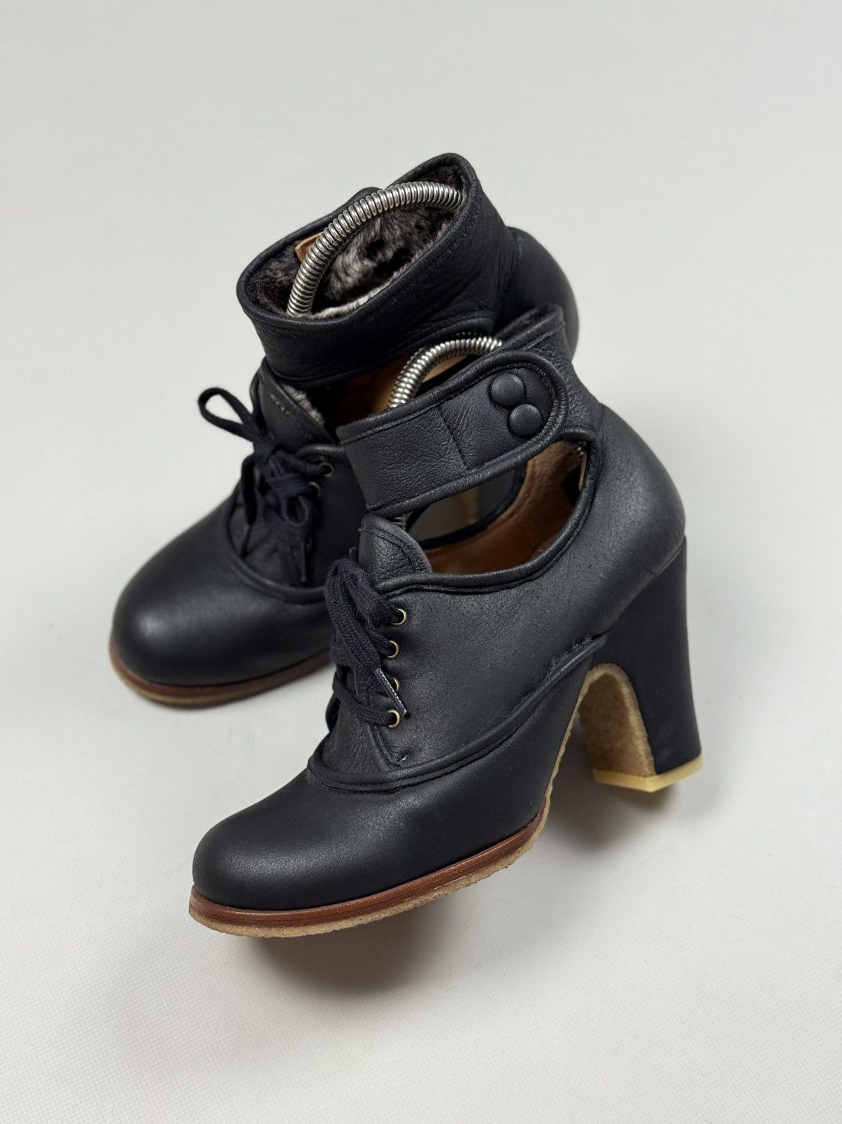 Other Chie Mihara Ladies Leather Heels Boots Fur Lined Size 38.5 Size US 8.5 / IT 38.5 - 12 Thumbnail