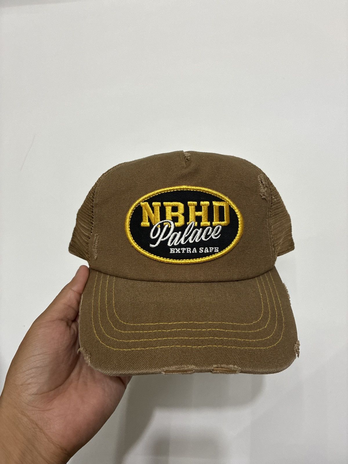 Palace x Neighborhood Mesh Trucker Tan Canvas