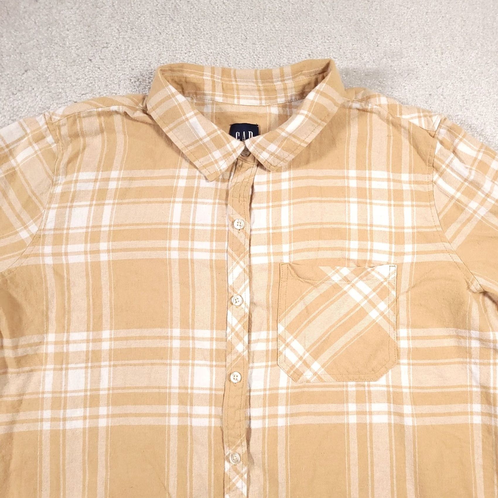 Gap Gap Flannel Button Up Shirt Women's XXL Yellow Plaid Collared Pocket Casual Blouse Shirt Men/Women? Size XXL / US 16-18 / IT 52-54 - 3 Thumbnail