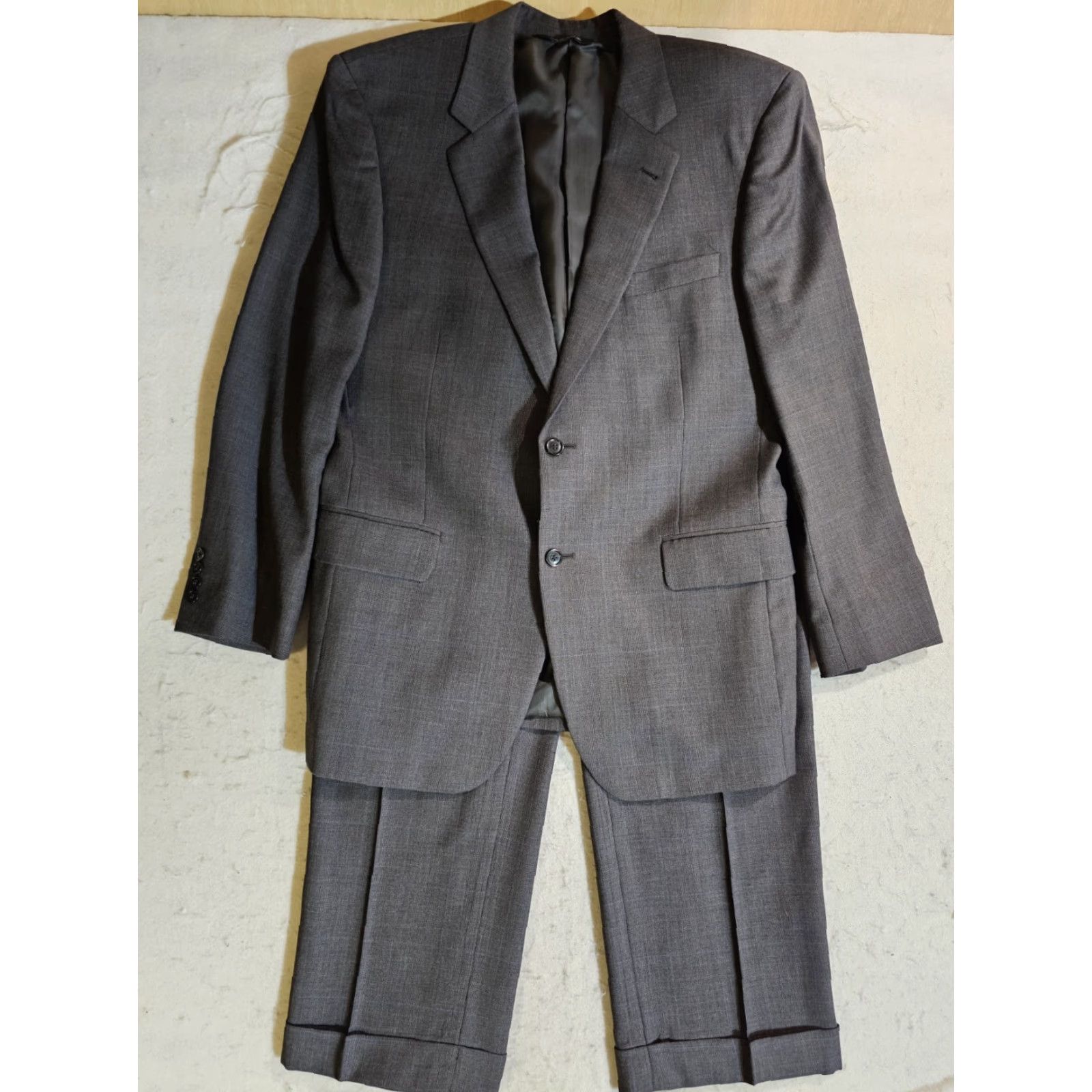 Jos. A. Bank Jos A Bank Signature Collection 2pc Suit 100% Wool Size 43R 32x30 Grey/Blue Pin Mens Size 46R - 2 Thumbnail
