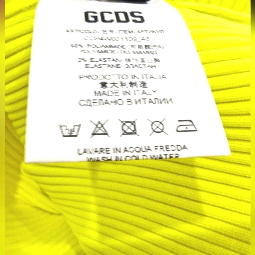 GCDS GCDS Neon Yellow Ribbed Tank Top Size M / US 6-8 / IT 42-44 - 5 Thumbnail