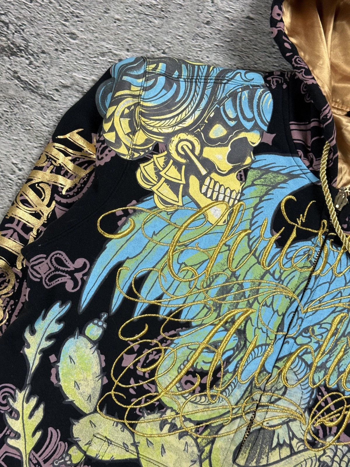 Ed Hardy Ed Hardy zip hoodie vintage Christian Audigier gold black Size US XL / EU 56 / 4 - 2 Thumbnail