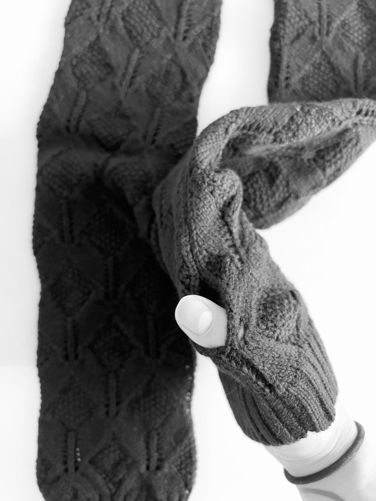 Yohji Yamamoto Yohji Yamamoto Femme - Wool Knit Distress Arm Warmers Gloves Size ONE SIZE - 9 Thumbnail