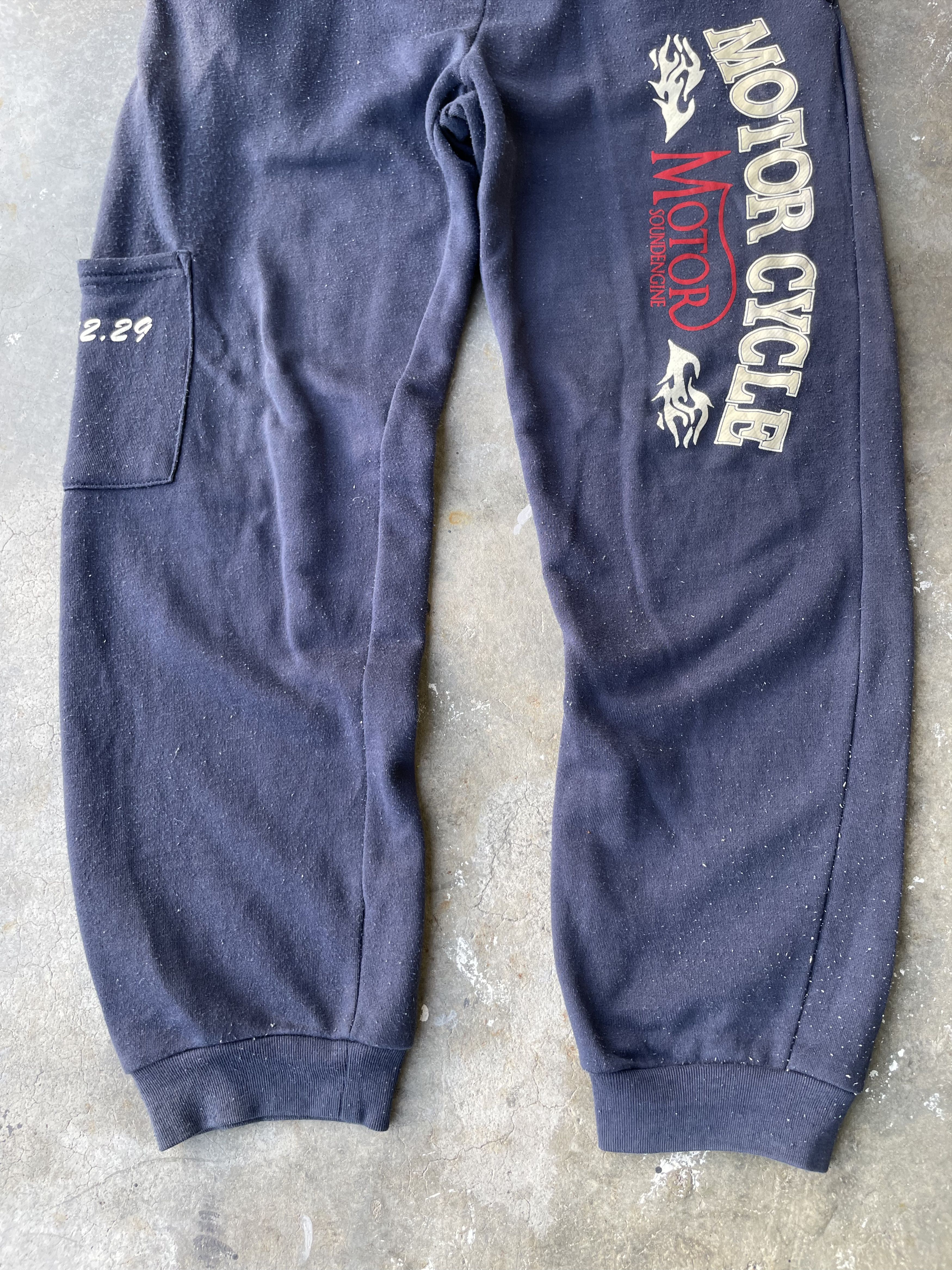 Vintage Vintage Motorcycle Flames Biker Big Logo Sunfaded Sweatpants Size US 29 - 4 Thumbnail
