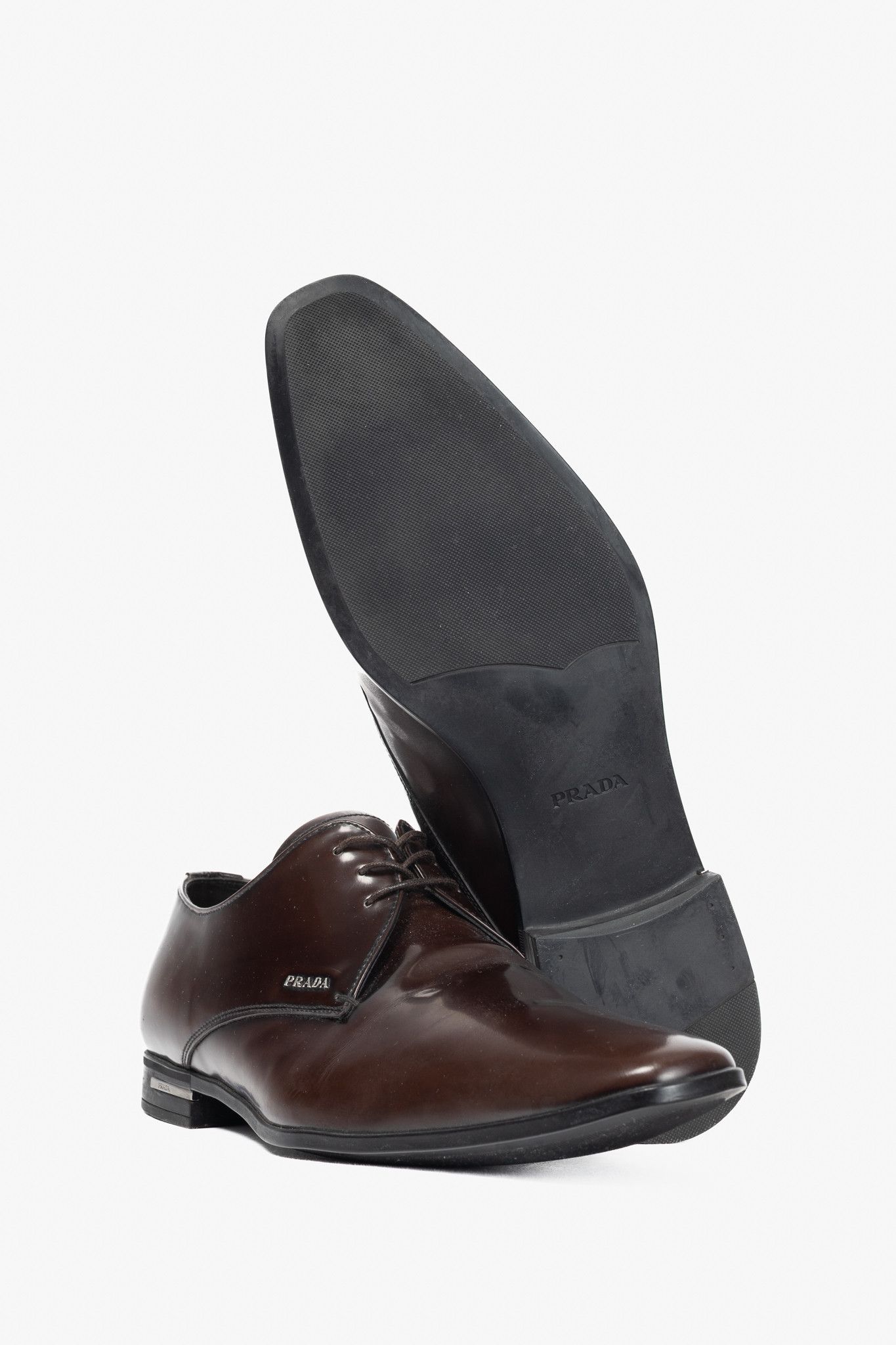 Prada Prada Brown Spazzolato Leather Lace-Up Derbies Size US 9 / EU 42 - 4 Thumbnail