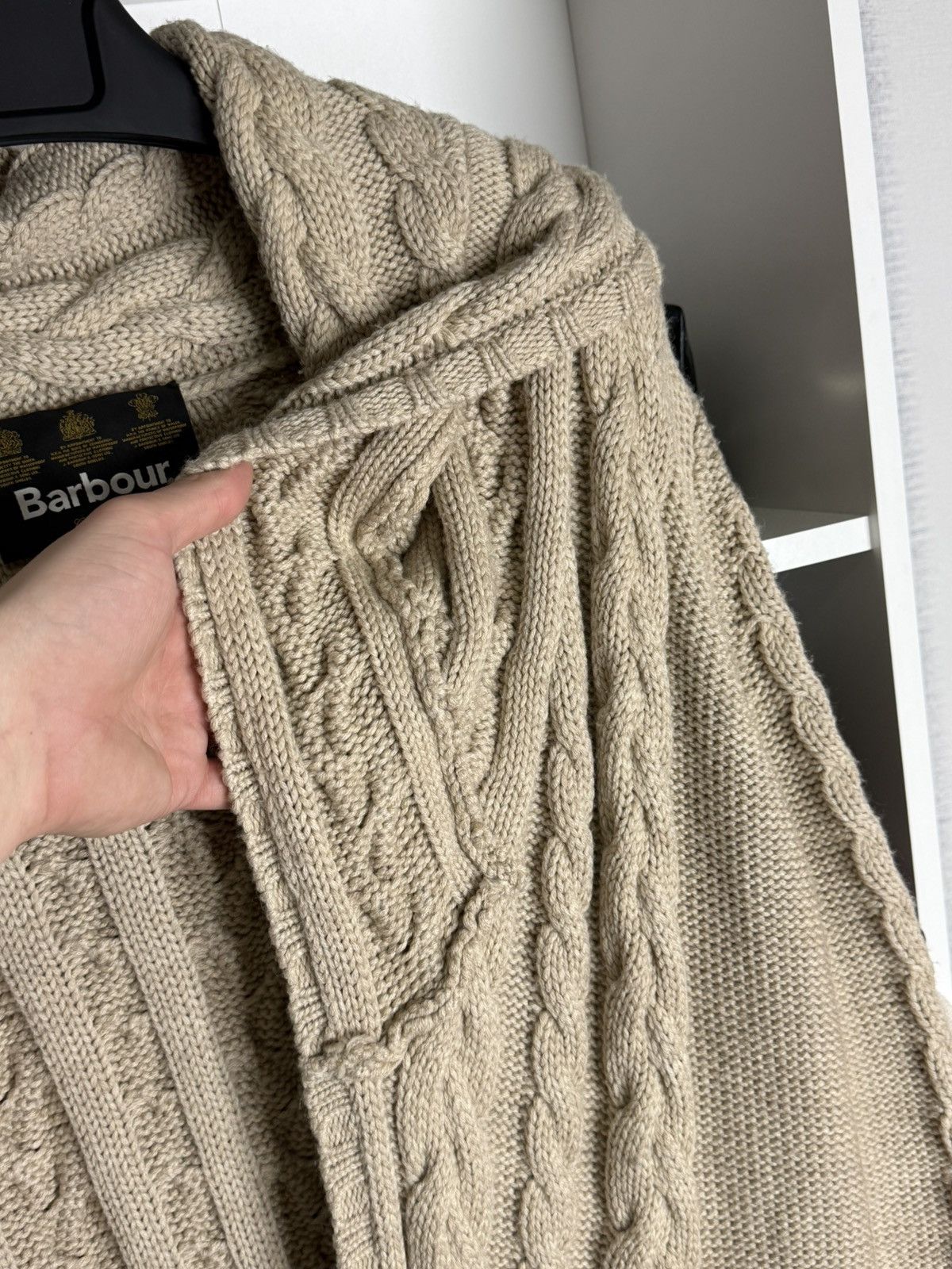Barbour Barbour Gold Label Cable knit Beige Heavy cardigan wmns sz L Size L / US 10 / IT 46 - 6 Thumbnail