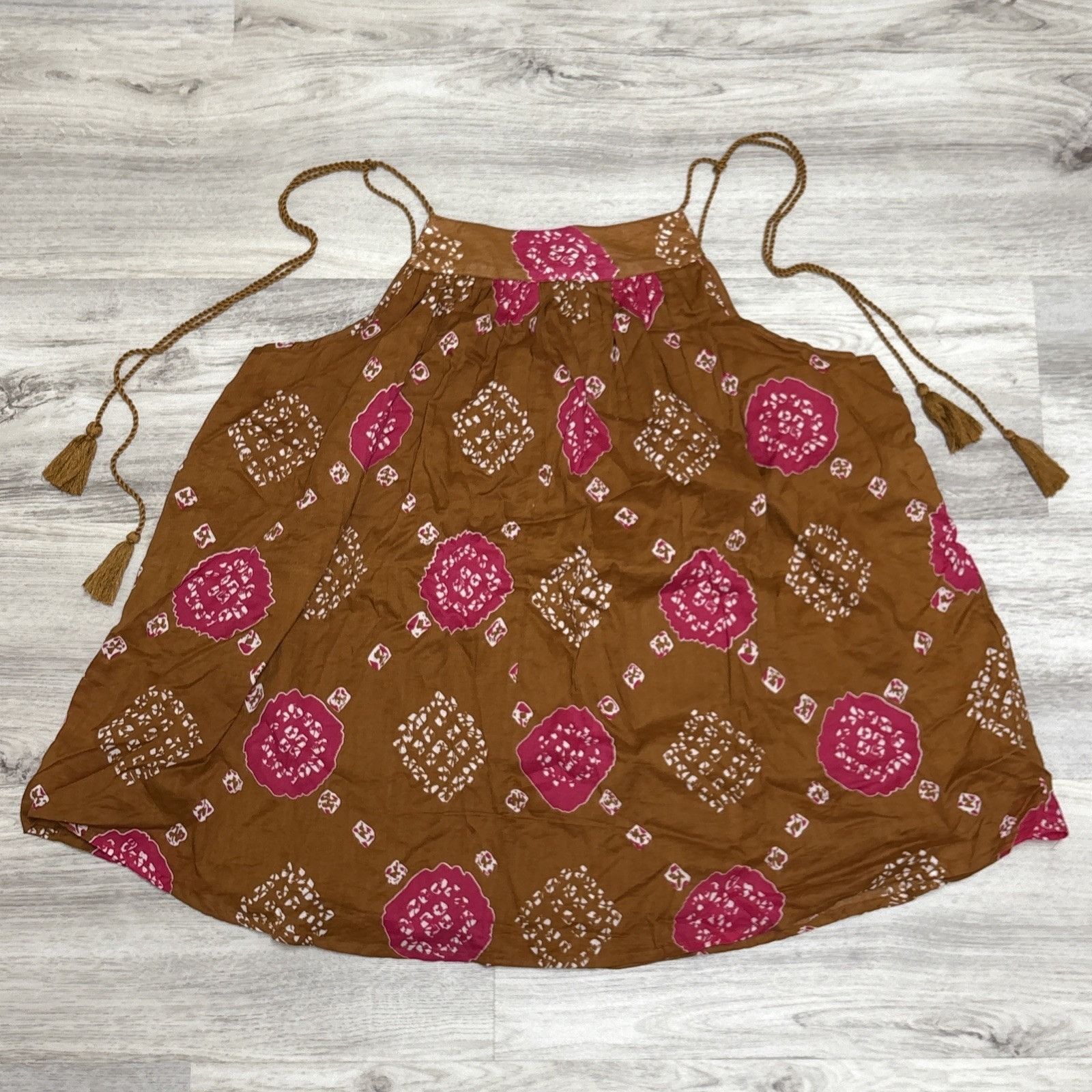 Nicole Miller Artelier Nicole Miller Boho Tank Womens XL Brown Pink Smocke Size XL / US 12-14 / IT 48-50 - 6 Thumbnail