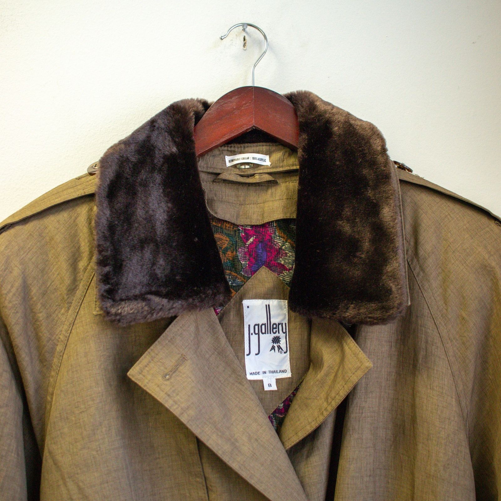 Vintage J. Gallery Greenish Fully LinedTrench Coat Size 8 Size M / US 6-8 / IT 42-44 - 6 Thumbnail