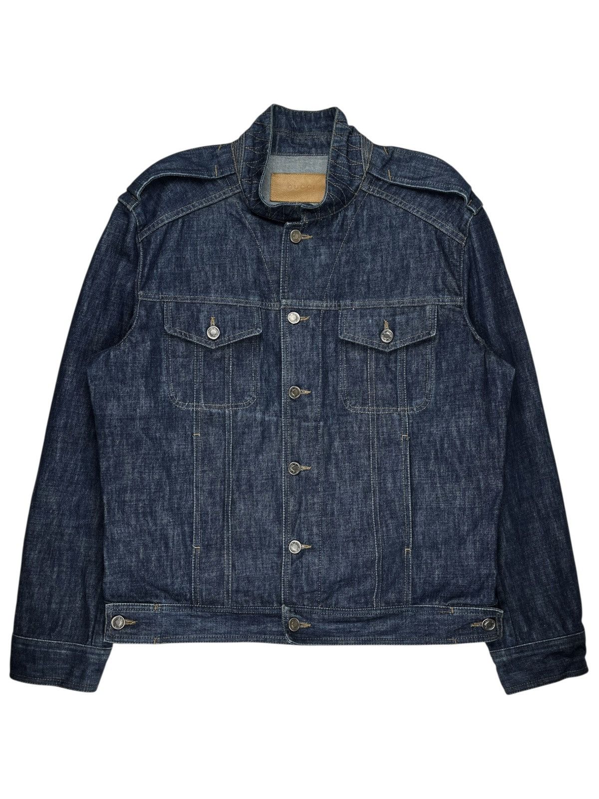 SS02 Gucci Tom Ford Runway Military Button Up Denim Jacket