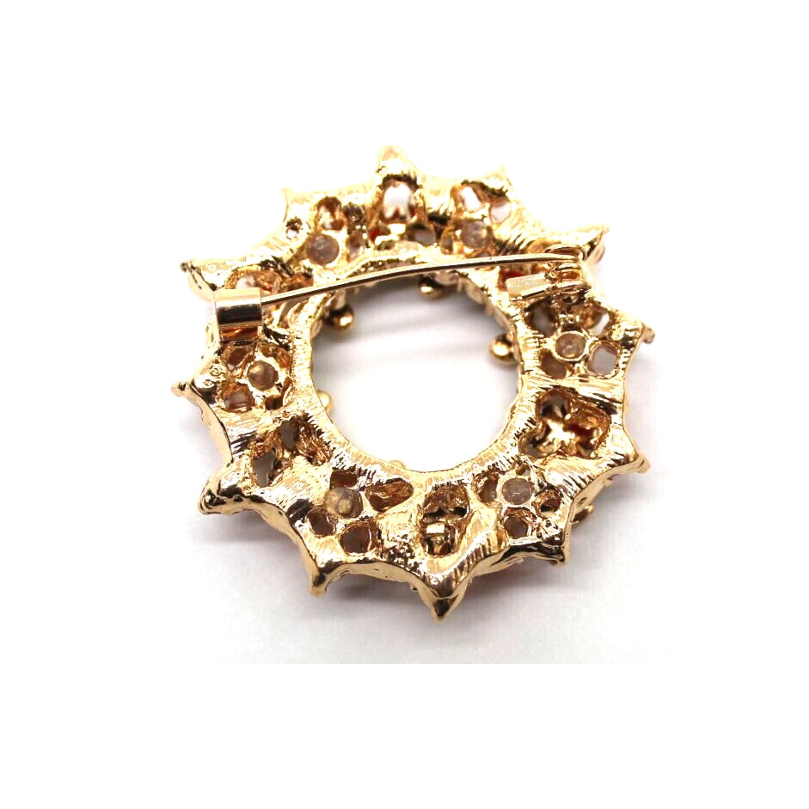 Other Christmas Wreath Brooch •Rhinestone Studded •Aurora Borealis Size ONE SIZE - 4 Thumbnail