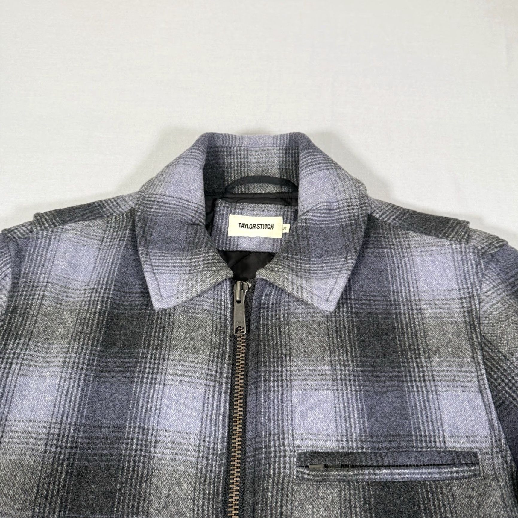 Taylor Stitch Taylor Stitch Jacket Mens 38 Gray Wyatt Plaid Wool Quilted Zip Up Lined Detroit Size US XXS / EU 40 - 2 Thumbnail