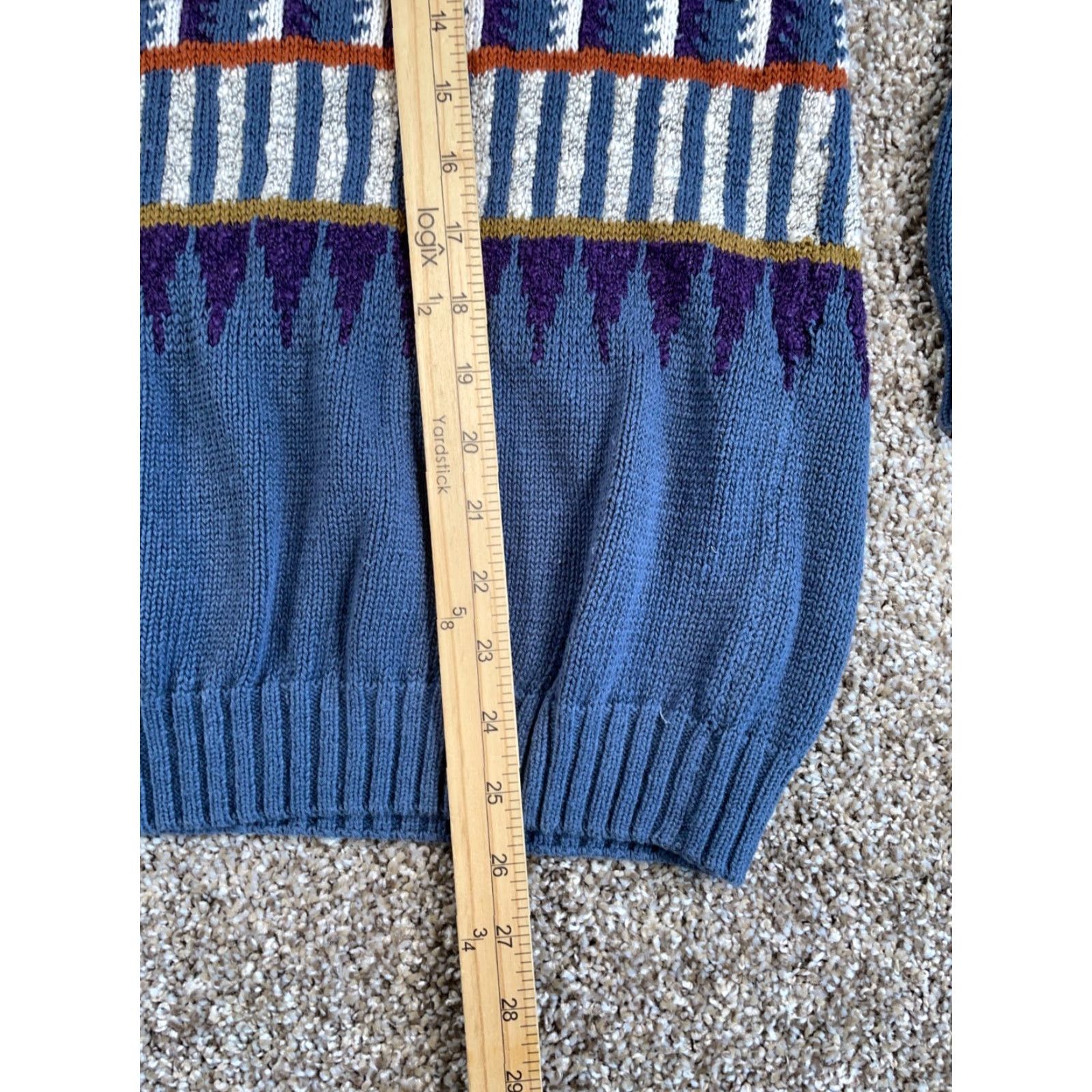Vintage VINTAGE Geometric Pattern Sweater Mens XL Blue 90s Chunky Knit Ramie-Cotton-Acrylic Heavyweight Size US XL / EU 56 / 4 - 7 Thumbnail