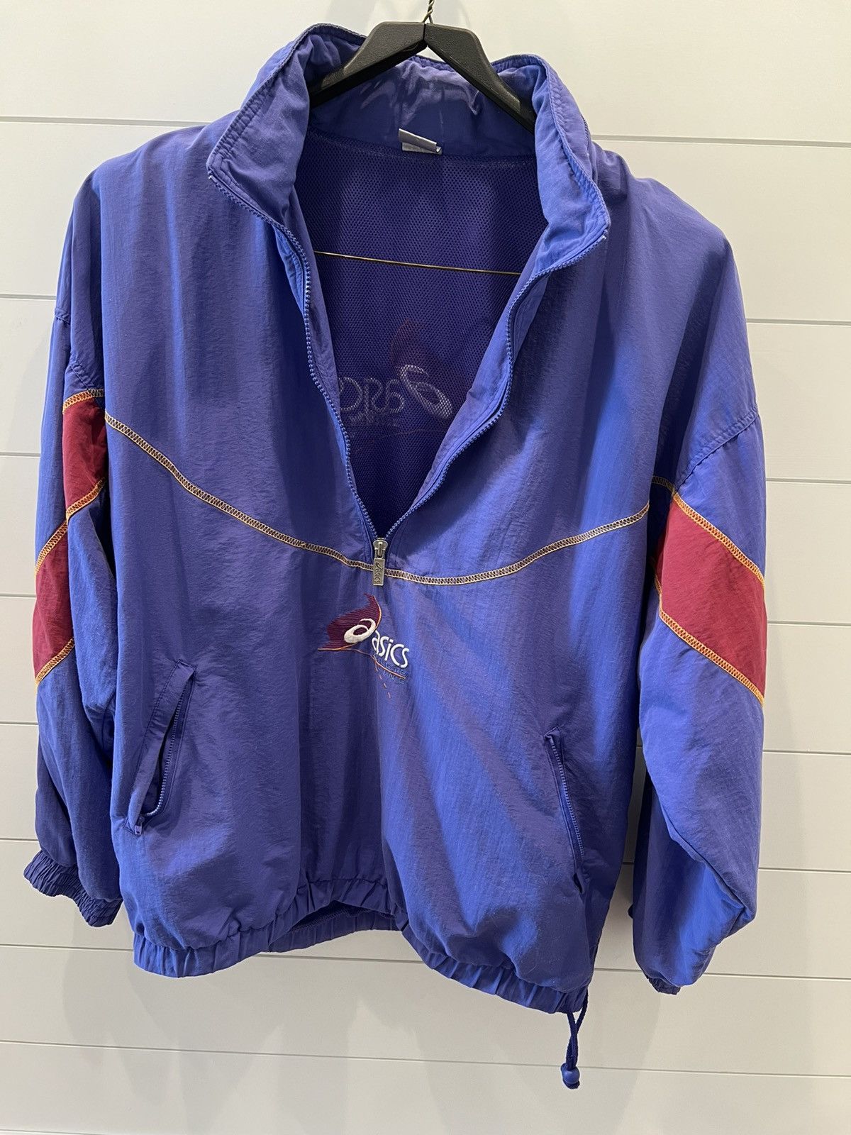 Asics Vintage Asics trilete line windbreaker bluish purple Size US XXL / EU 58 / 5 - 2 Thumbnail