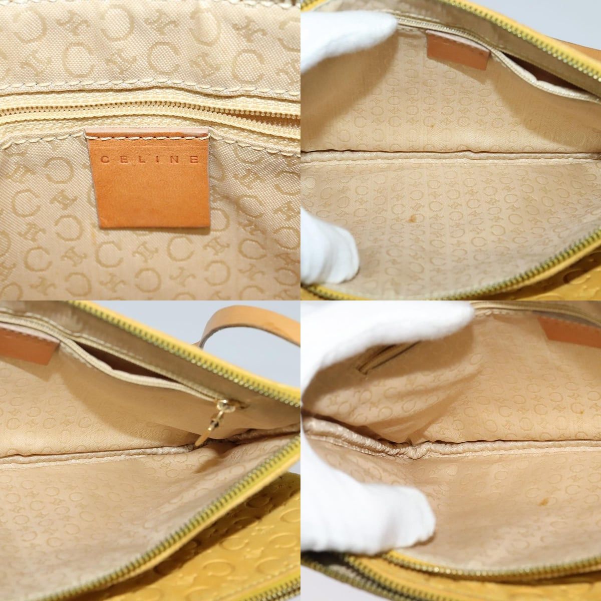 Celine CELINE C Macadam Canvas Shoulder Bag Suede Yellow Gold Size ONE SIZE - 11 Thumbnail