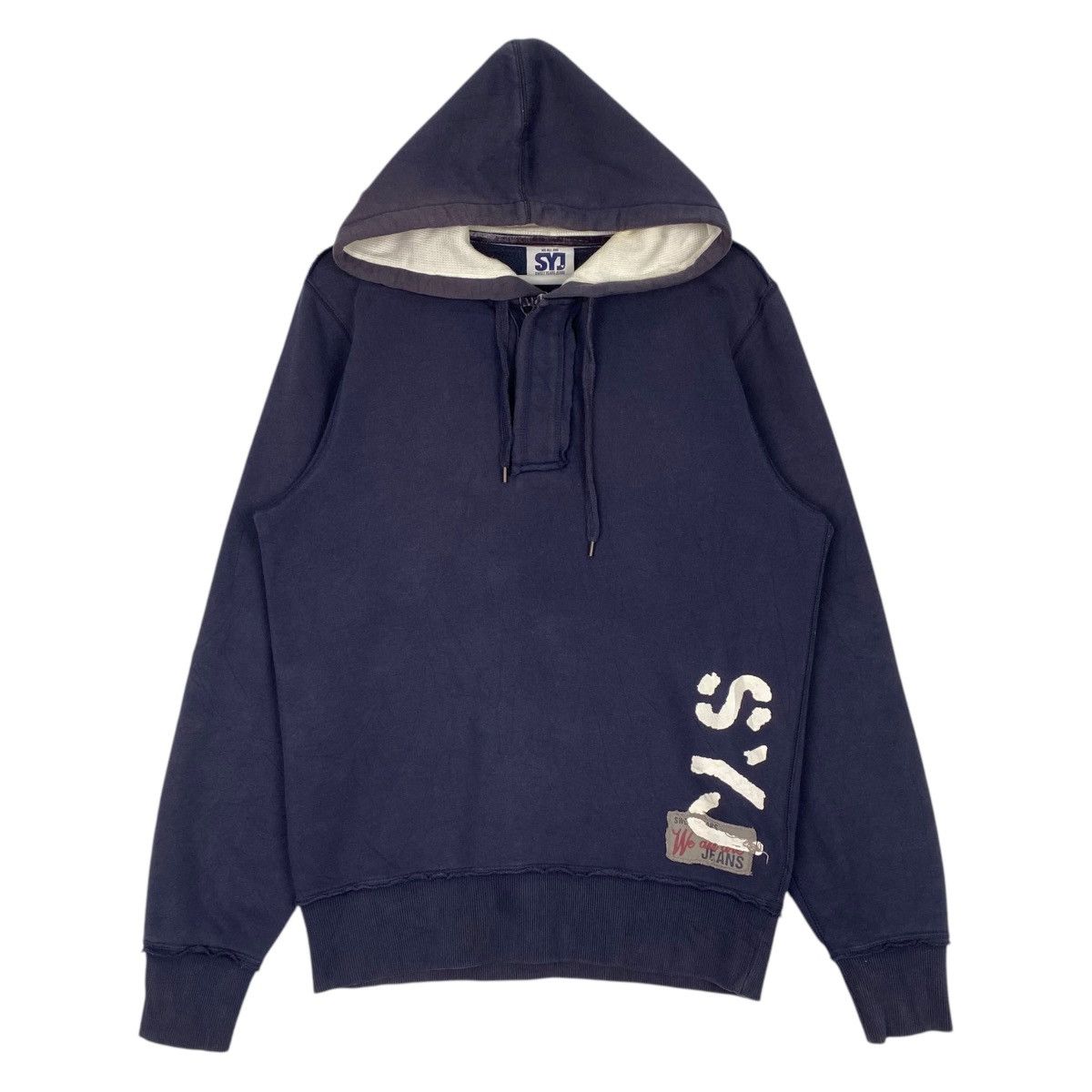Designer × Vintage Vintage SYJ Hoodie Printed Sweater Navy Blue Size US S / EU 44-46 / 1 - 1 Thumbnail