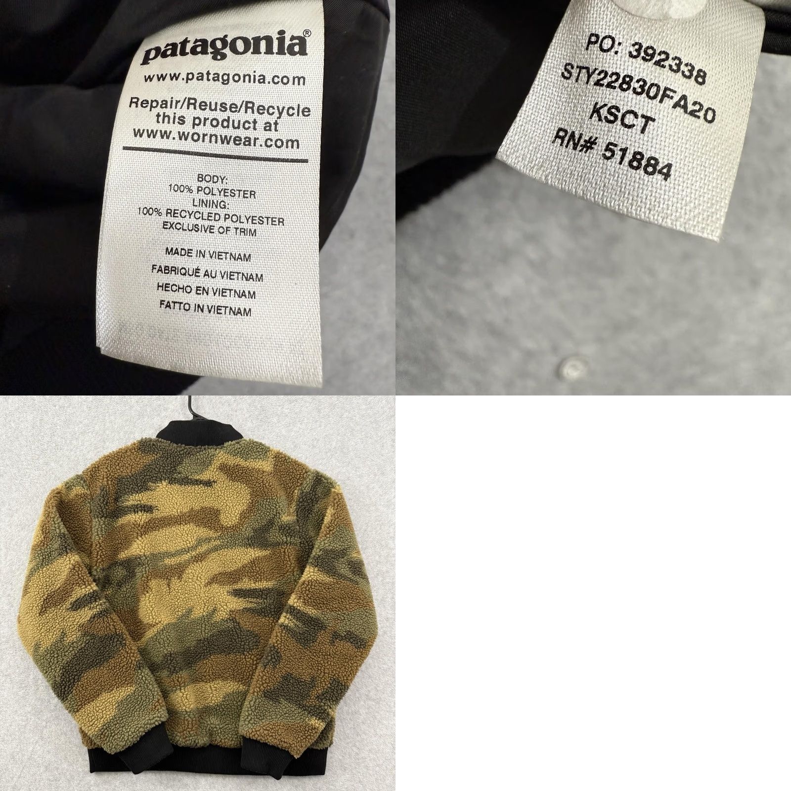 Patagonia Patagonia Retro-X Jacket Mens M Camouflage Brown Zip Coat Stand-Up Collar Fleece Mid-Length Full Zip Embroidered Logo Outdoor Classic Retro-Style Coat Size US M / EU 48-50 / 2 - 8 Thumbnail
