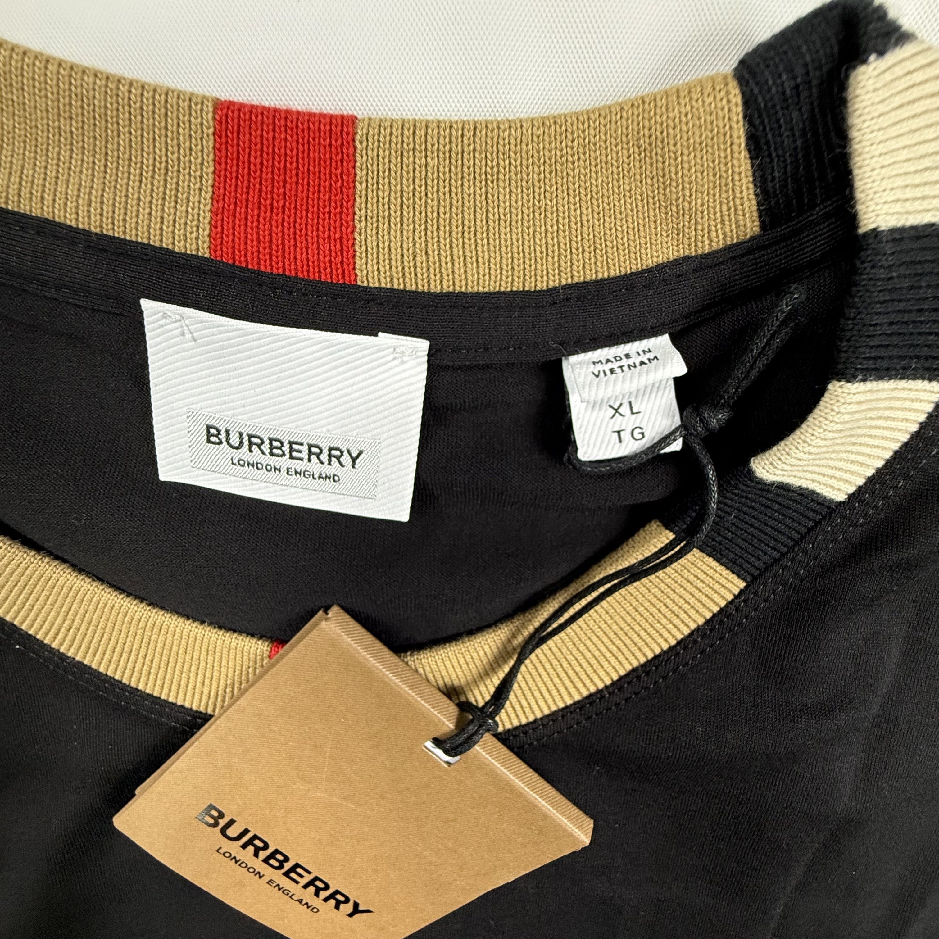 Burberry Burberry Jayson Cotton Logo T-Shirt Striped Ribbed Collar XL Size US XL / EU 56 / 4 - 4 Thumbnail