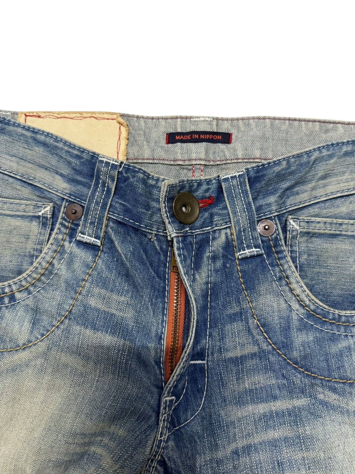 Japanese Brand Flared Jeans Blue Way Japan Acid Wash Rare Design Boot Cut Size US 30 / EU 46 - 8 Thumbnail