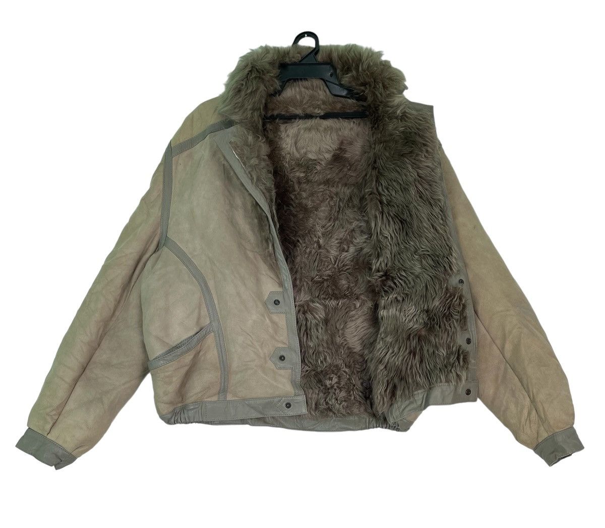 Vtg 90s sheepskin leather winter bomber jacket