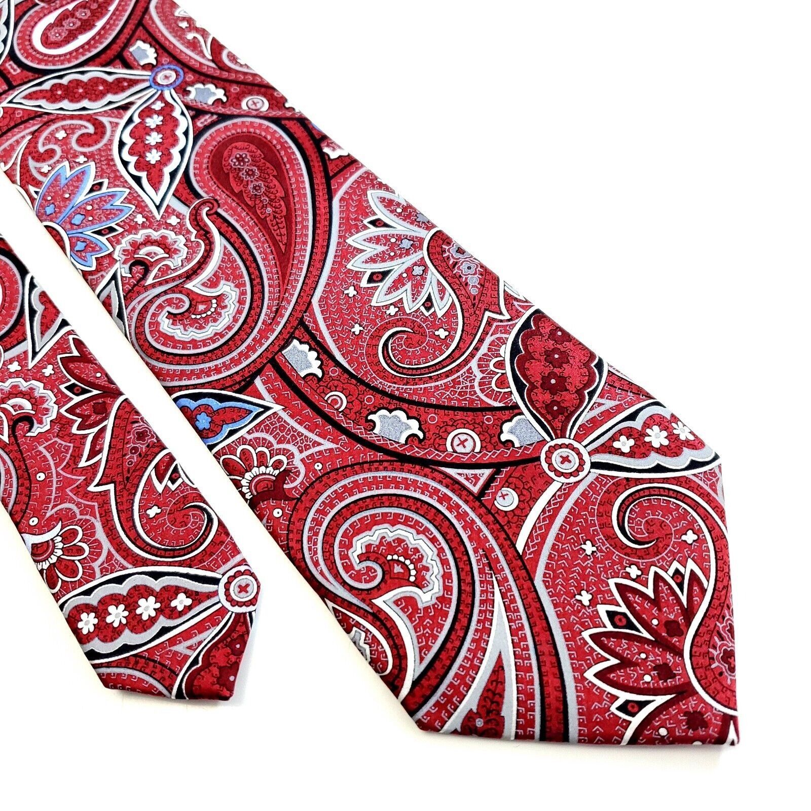 Designer Geoffrey Beene Red Paisley Print Silk Tie Size ONE SIZE - 1 Thumbnail