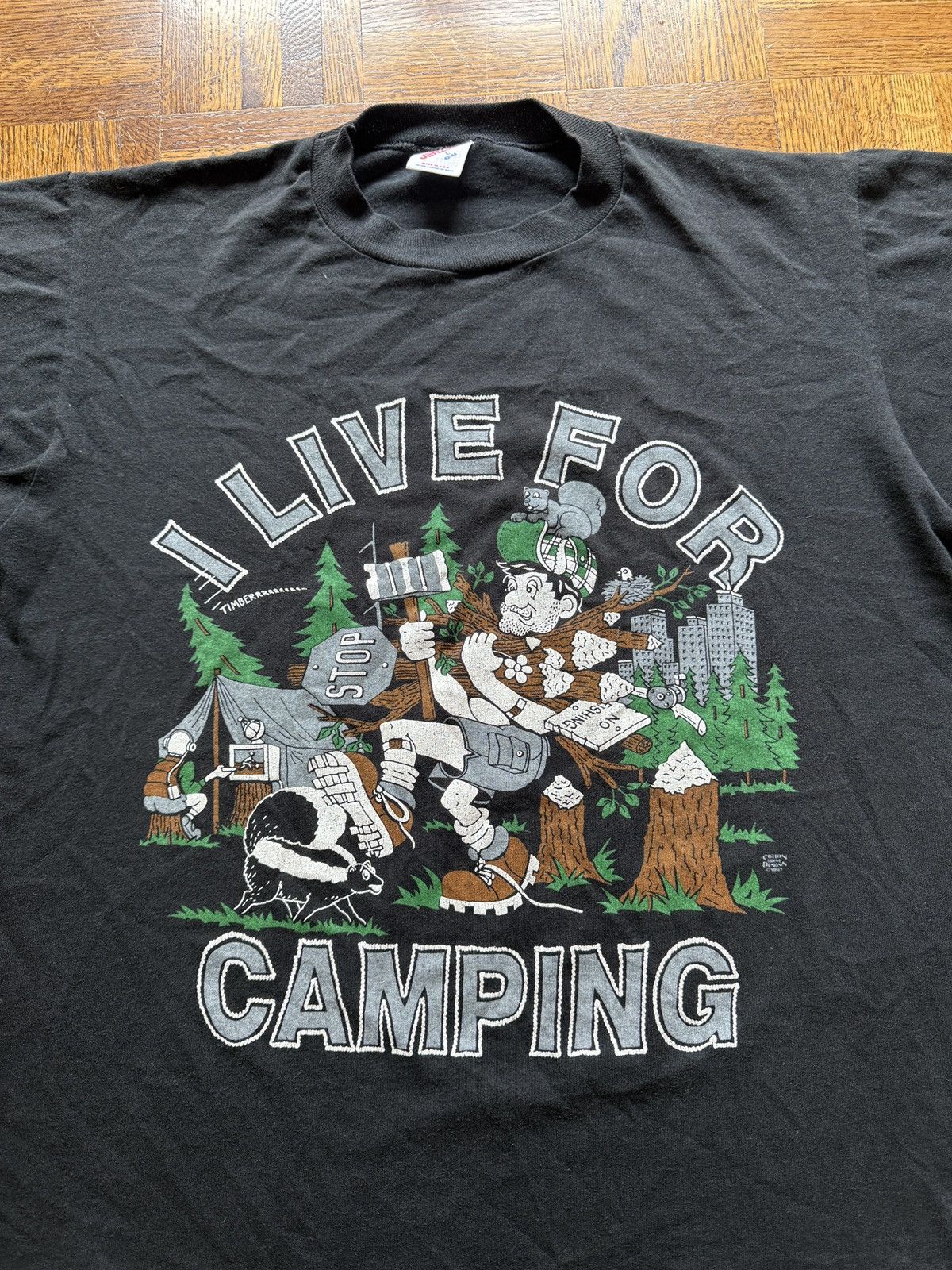 Vintage Vintage 90s I Live For Camping Graphic Tee Size US L / EU 52-54 / 3 - 3 Thumbnail