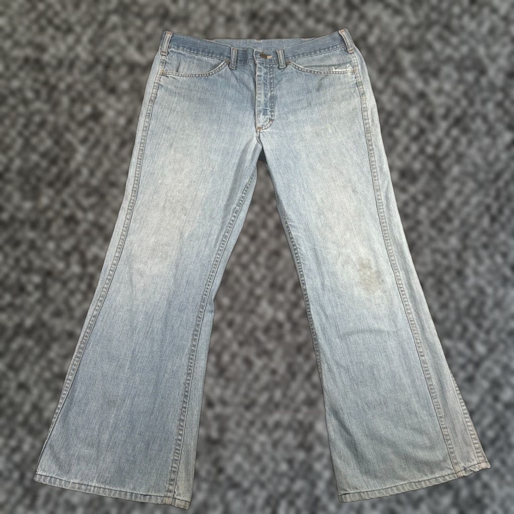 Lee VINTAGE Lee Jeans 35x27 Bootcut Flared Blue Denim Made in USA Mens Size US 35 - 1 Thumbnail