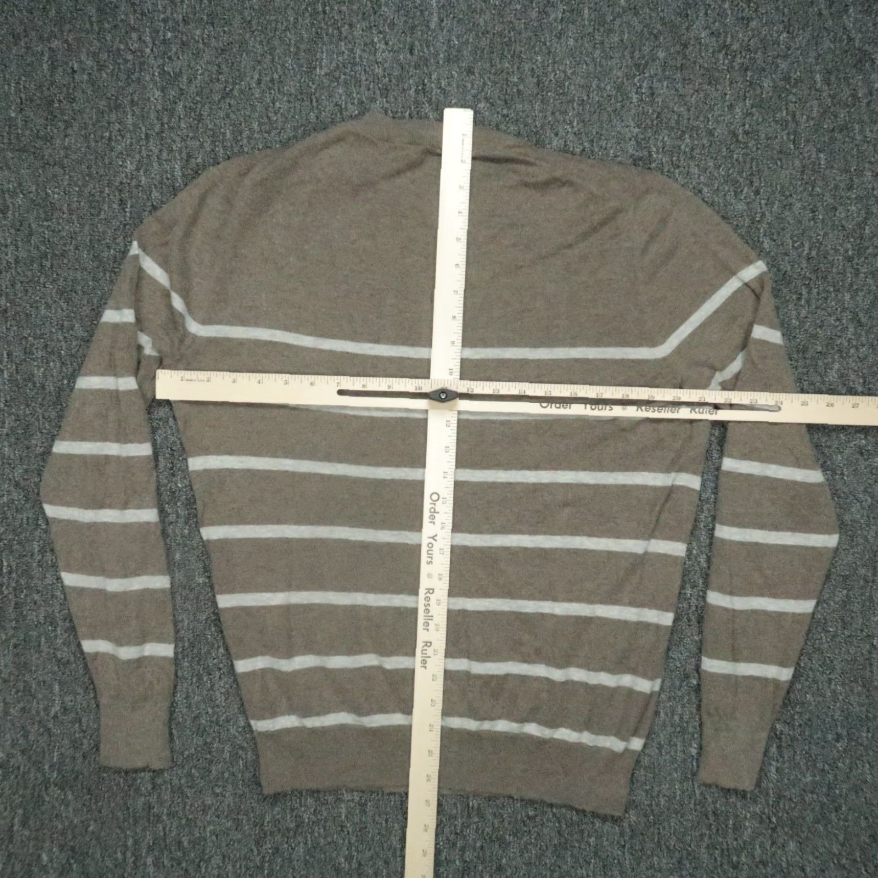 Neiman Marcus Neiman Marcus Sweater Mens Large Brown Cashmere Cotton Pullover Crew Striped Size US L / EU 52-54 / 3 - 5 Thumbnail