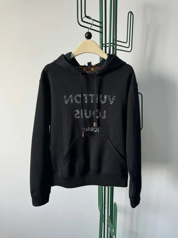 Louis Vuitton Louis Vuitton Black Cotton Logo Hoodie for Women 0089 Size S / US 4 / IT 40 - 1 Thumbnail
