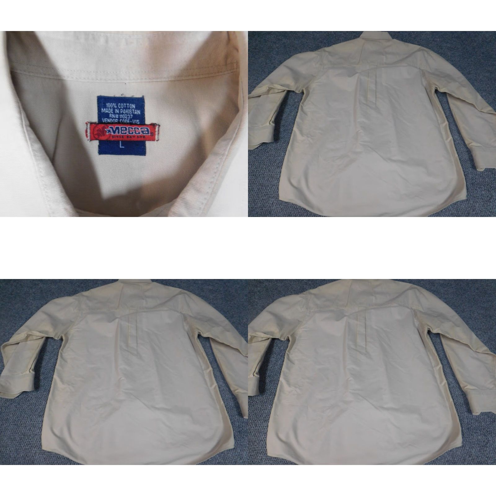 Vintage Mecca Mens Shirt Large Beige Button-Down Collared 2000s Slimming 90s Size US L / EU 52-54 / 3 - 8 Thumbnail