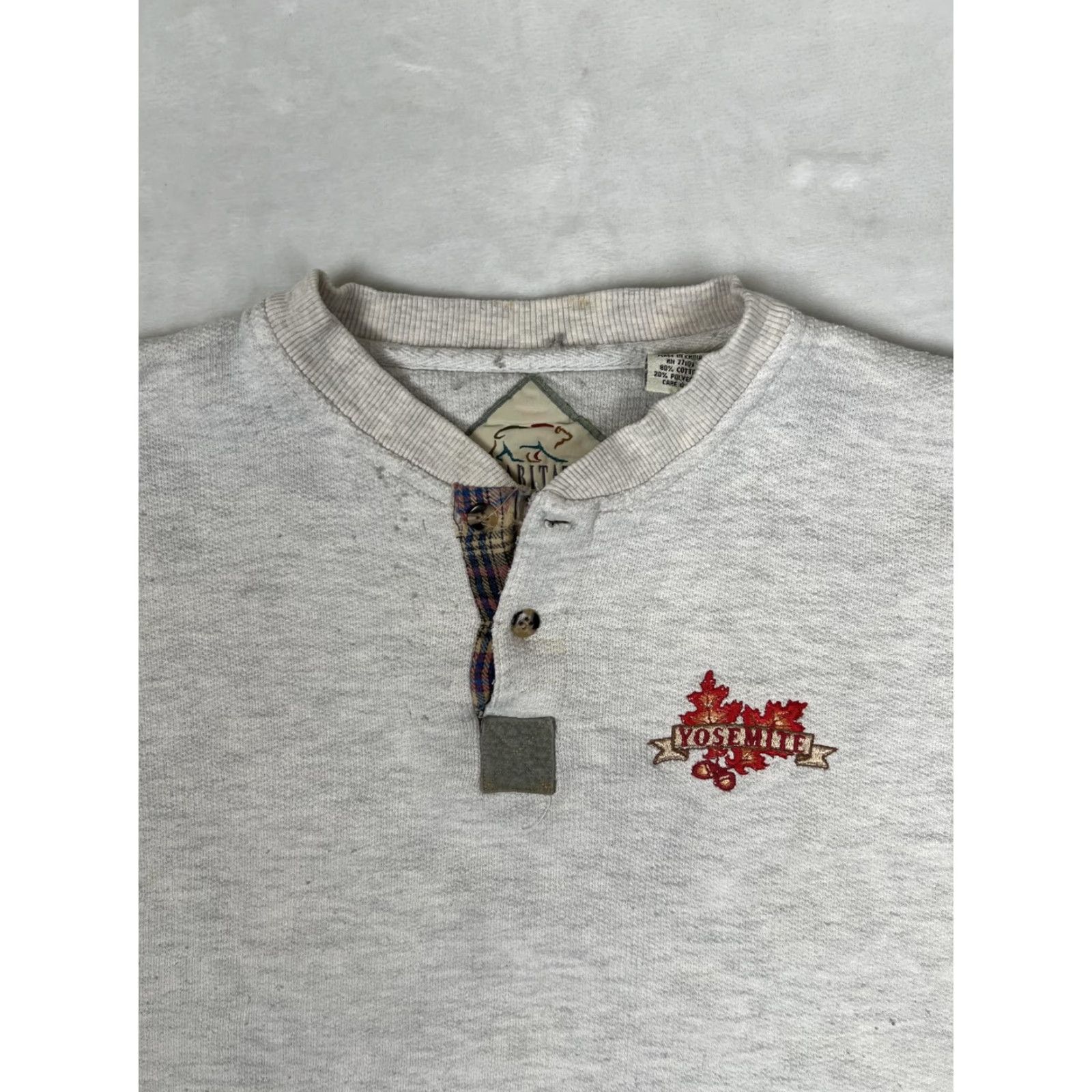 Habitat VINTAGE Habitat Yosemite Sweatshirt Mens XL Gray Henley Fleece Wilderness Bear Size US XL / EU 56 / 4 - 4 Thumbnail