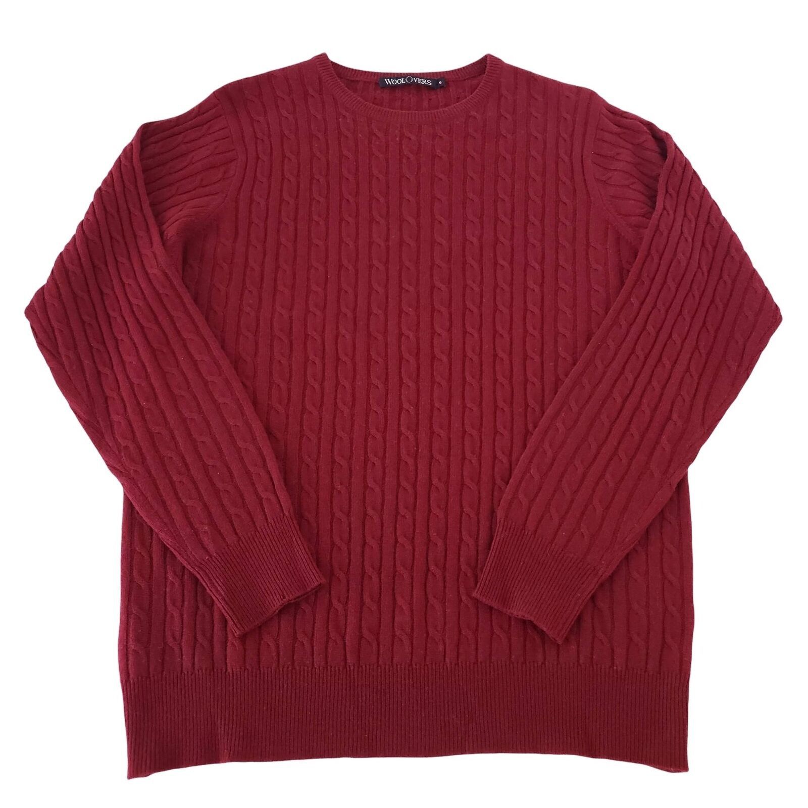 Designer Woolovers Cable Knit Sweater Womens Sz Small Red Merino Wool Size S / US 4 / IT 40 - 1 Thumbnail