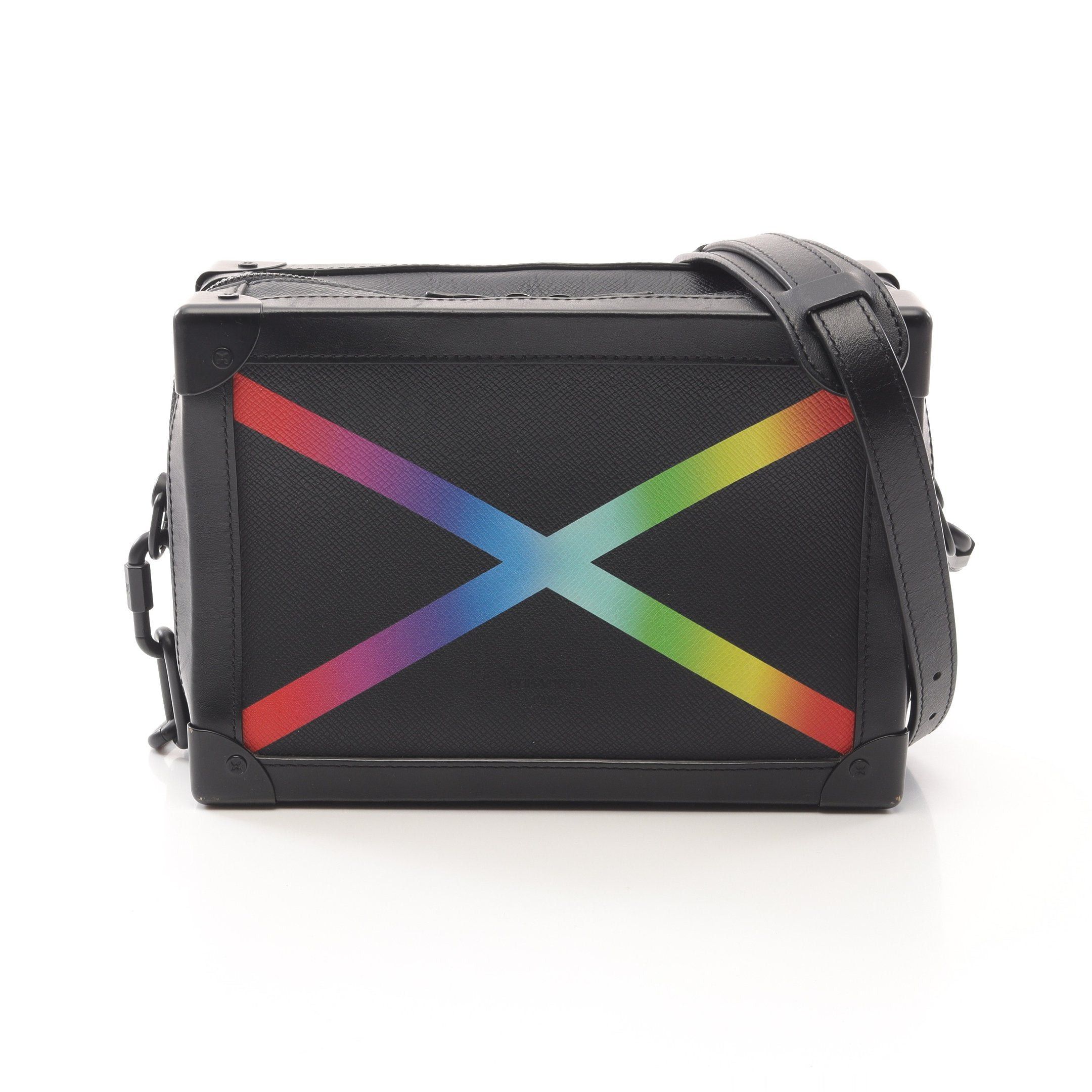 Louis Vuitton Soft Trunk Taiga Rainbow Shoulder Bag Leather Black Multicolor, Women's