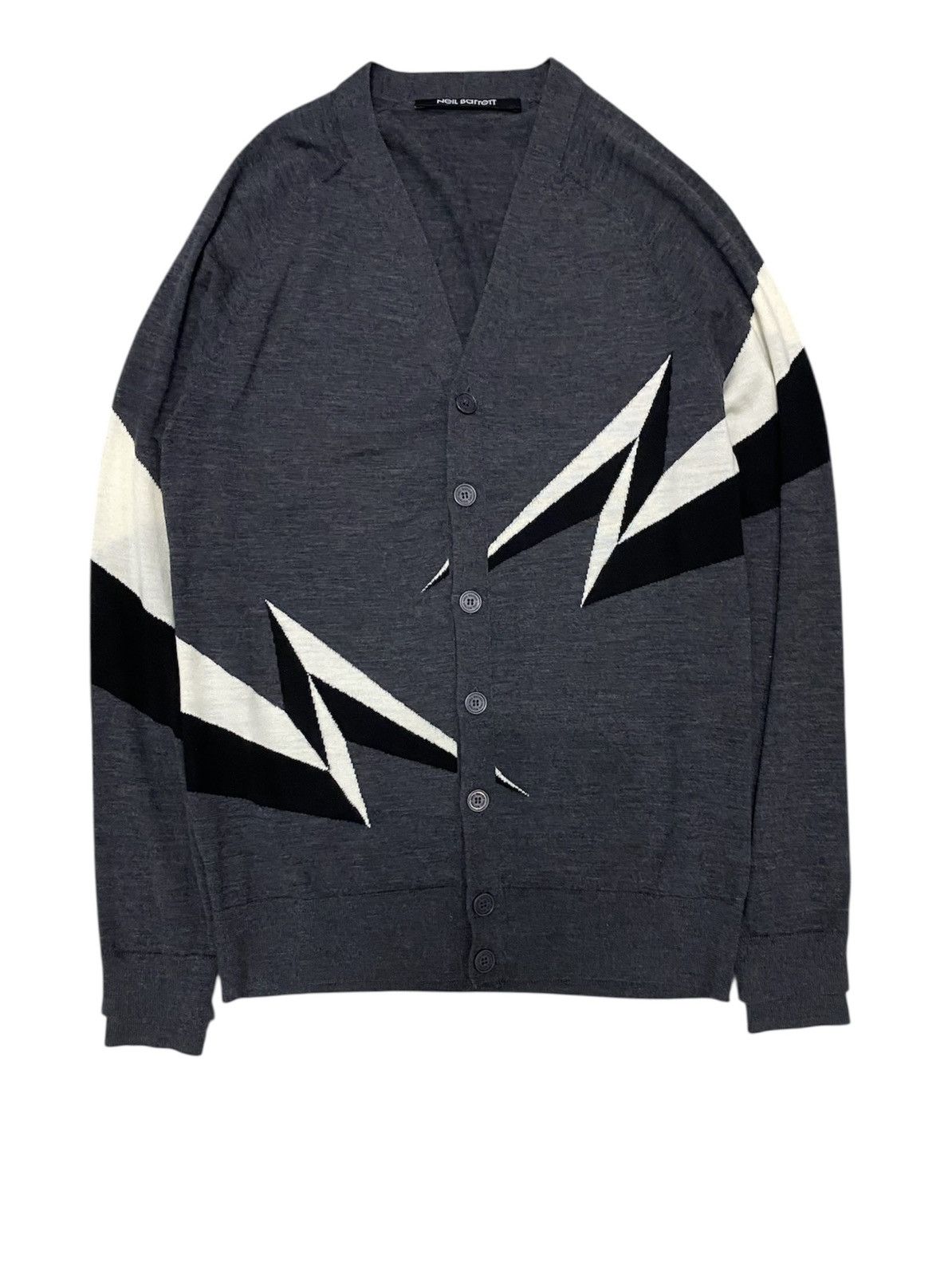 Japanese Brand × Neil Barrett 2000s Neil Barrett Iconic 3D lighting wool cardigan Size US M / EU 48-50 / 2 - 1 Thumbnail