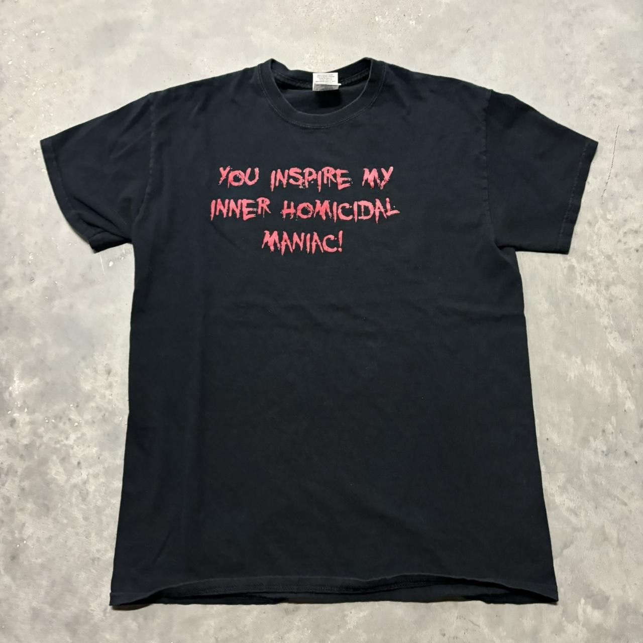 Japanese Brand × Vintage Crazy Vintage Y2K/2000s Funny Quote Horror Grunge Halloween Tee! Size US M / EU 48-50 / 2 - 1 Thumbnail