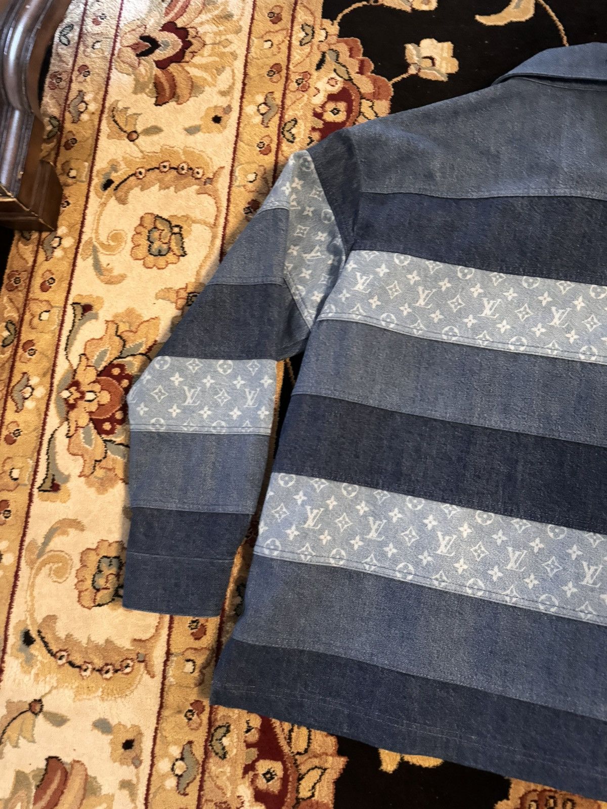 Louis Vuitton Louis Vuitton Patchwork Long-Sleeved Denim Polo Shirt Size US L / EU 52-54 / 3 - 16 Thumbnail