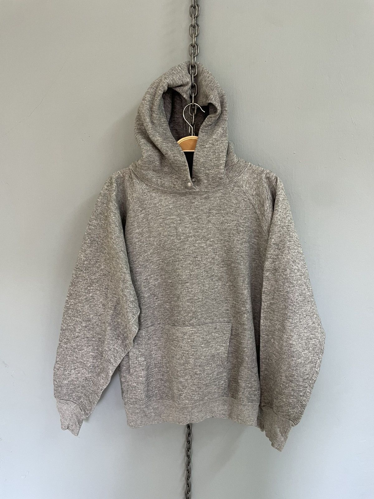 Vintage Vintage 80s Tri-blend rayon hoodie plain Size US L / EU 52-54 / 3 - 1 Thumbnail